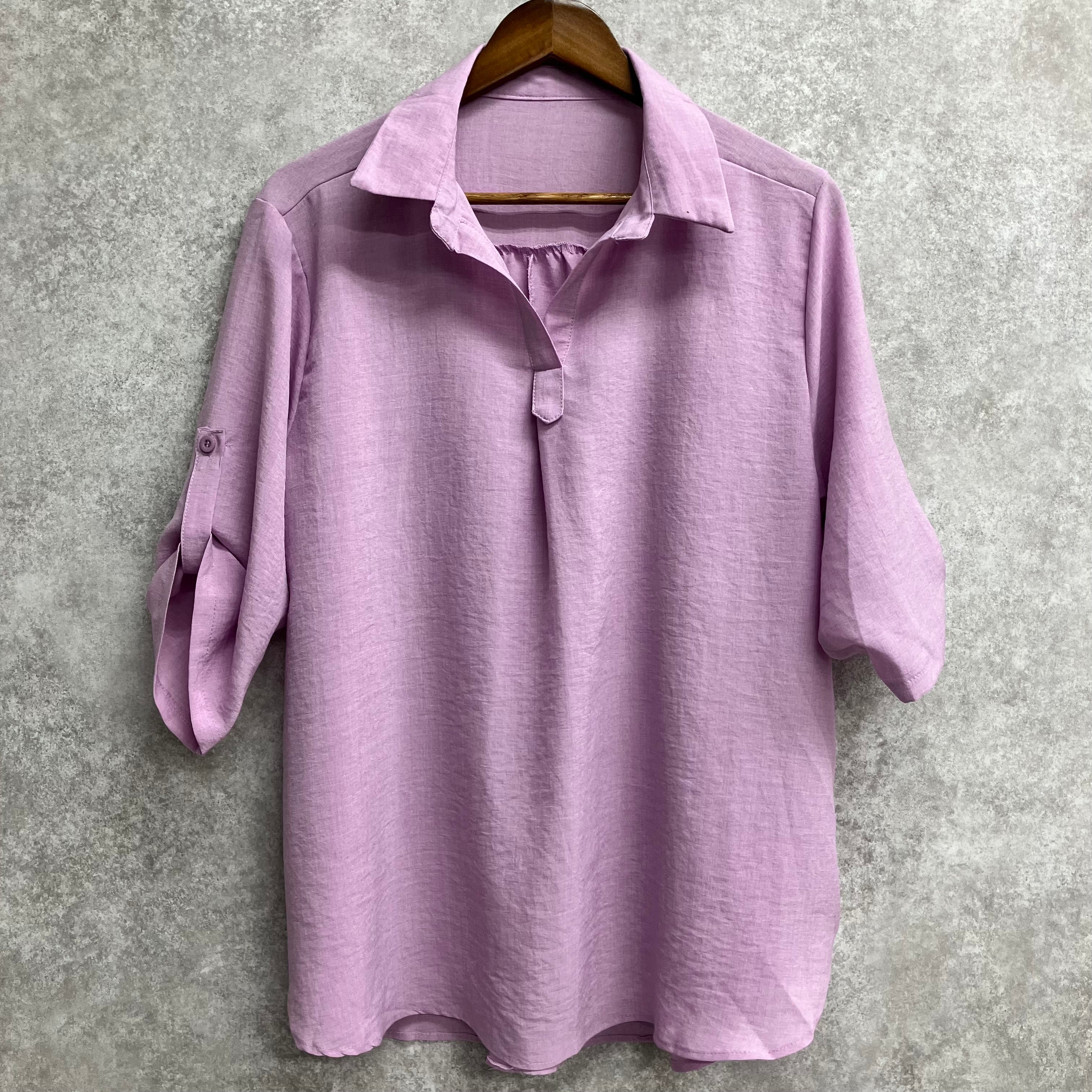 7分丈ゆったりシャツ パープル※7/30~8/5迄に順次発送予定