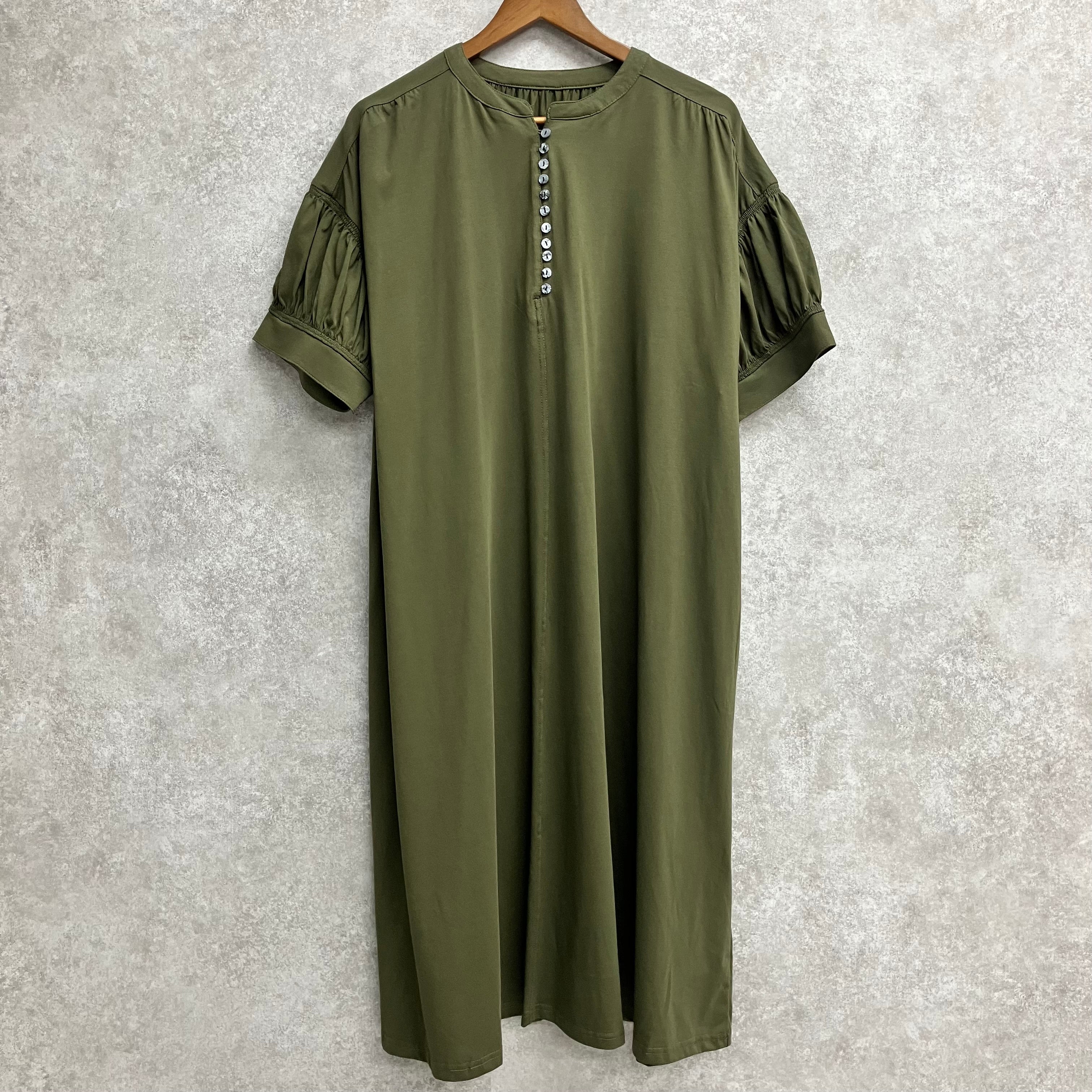 フロントボタンワンピース カーキ※5/14~20迄に順次発送予定