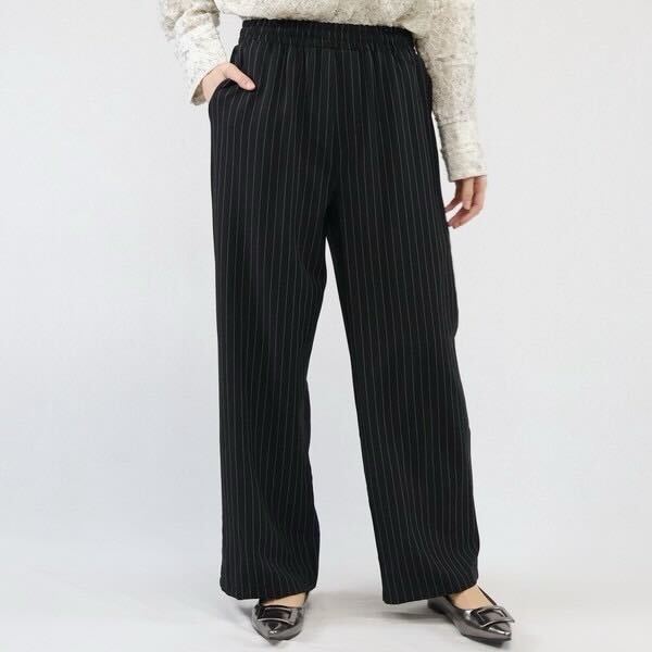 ストライプストレートパンツ ブラック※4/15迄に順次発送予定