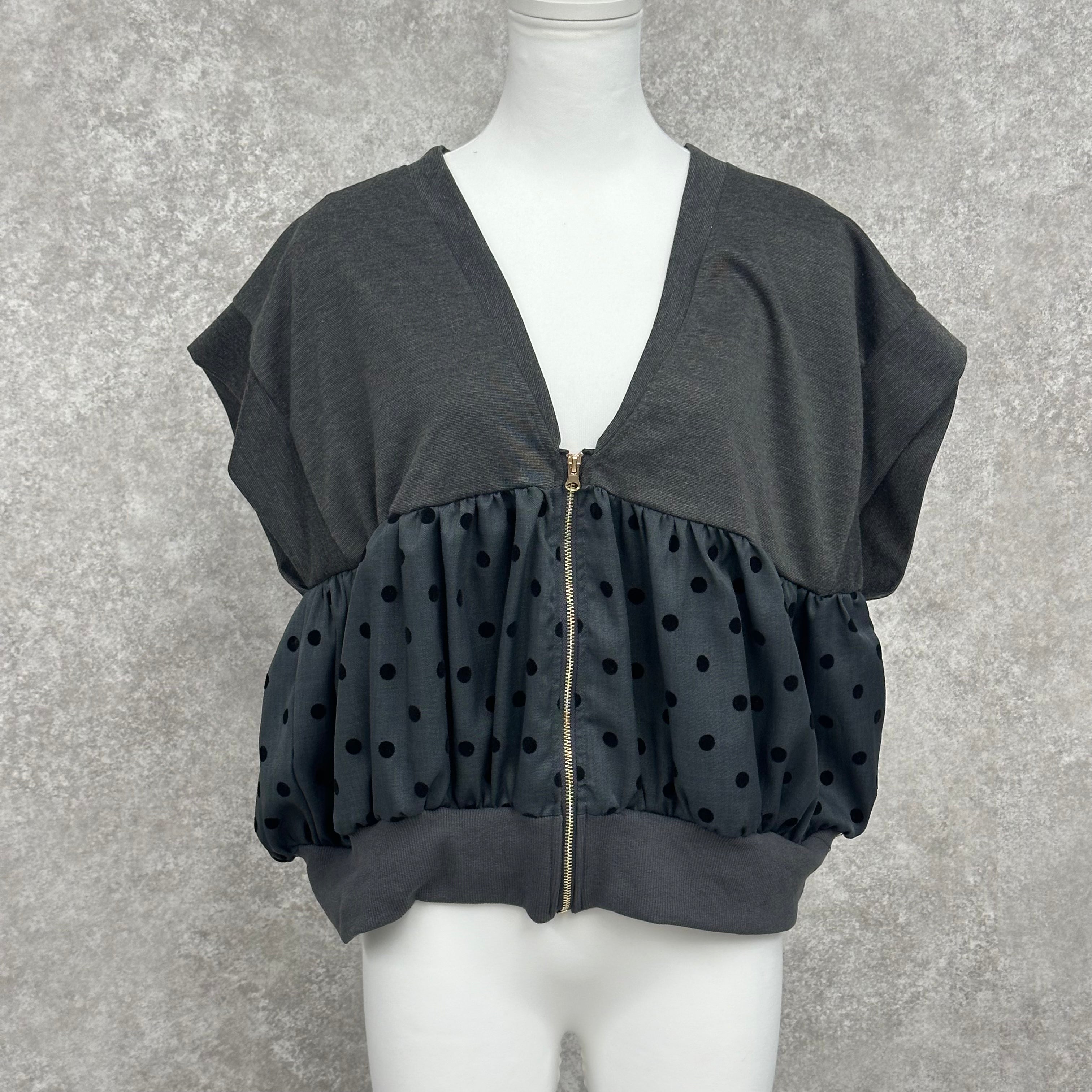 異素材ドット柄ベスト グレー※4/1迄に順次発送予定