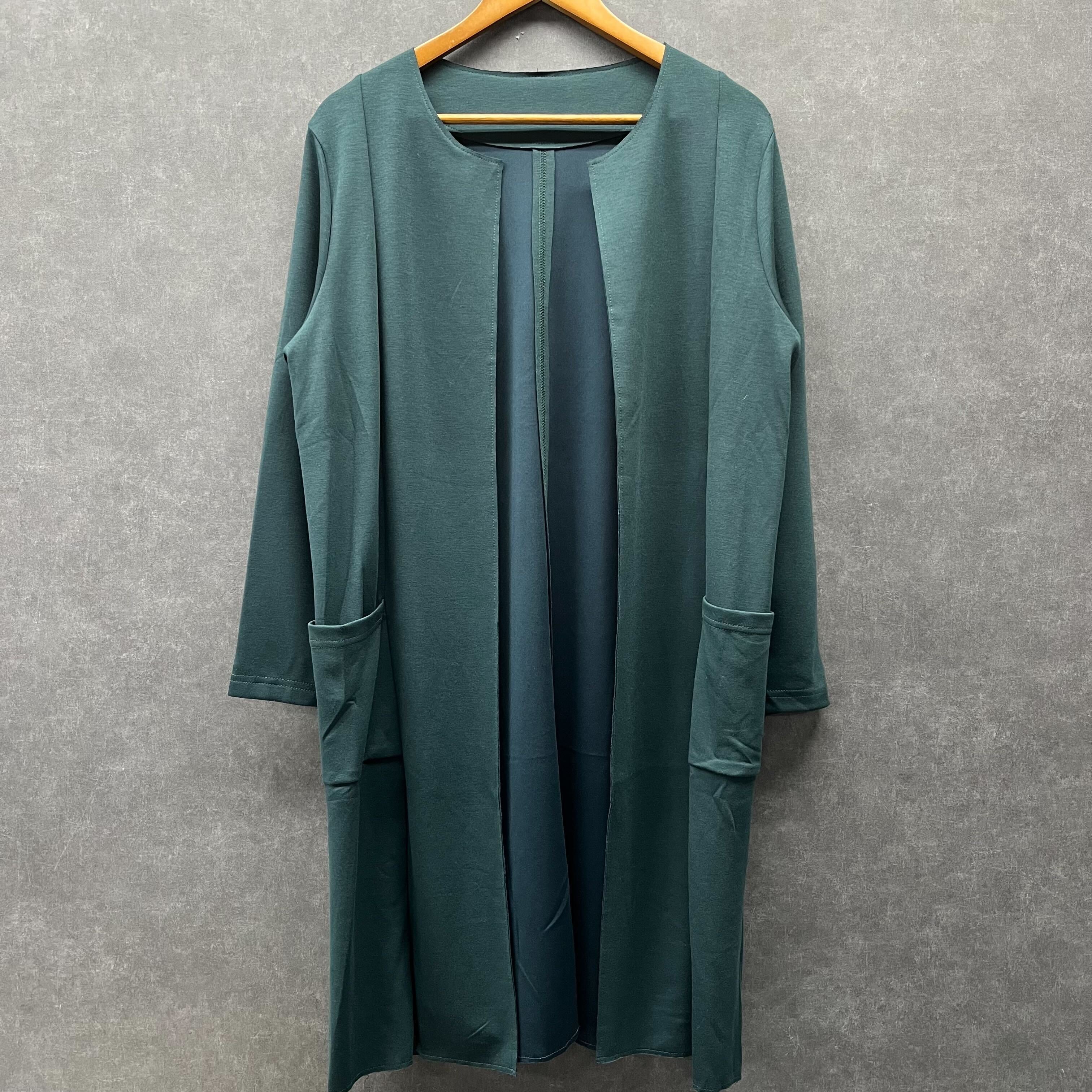 ポケット付ロングカーディガン グリーン※4/23~29までに順次配送予定