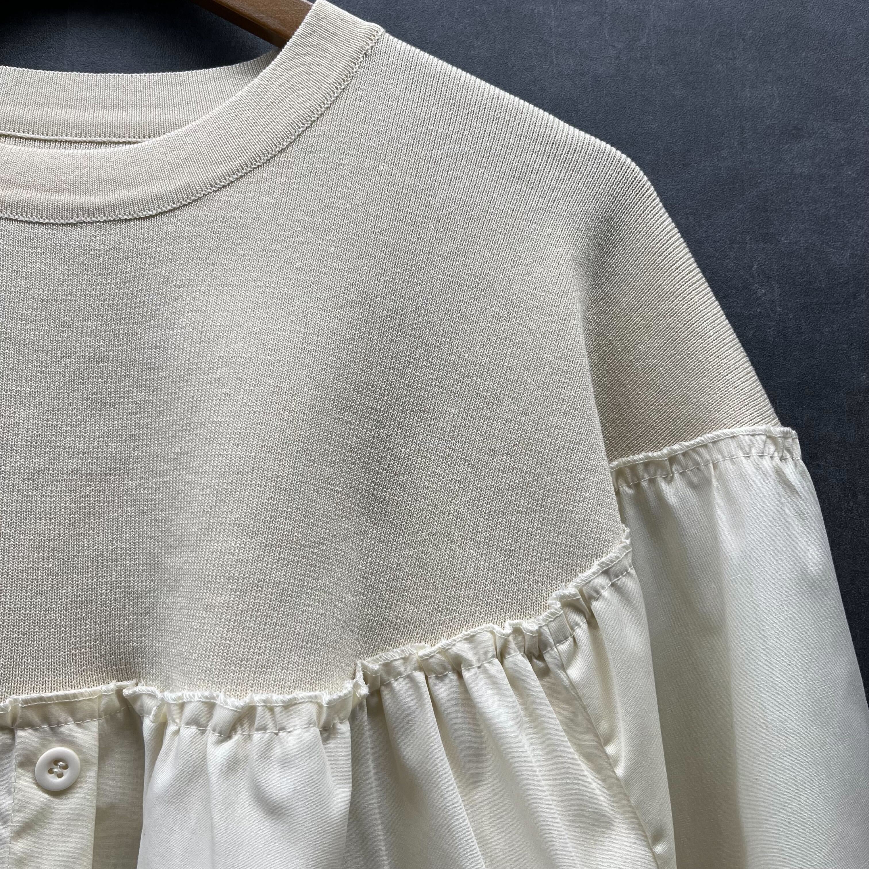 【在庫5点以下】異素材切替オーバーニット ベージュ※4/15迄に順次発送予定