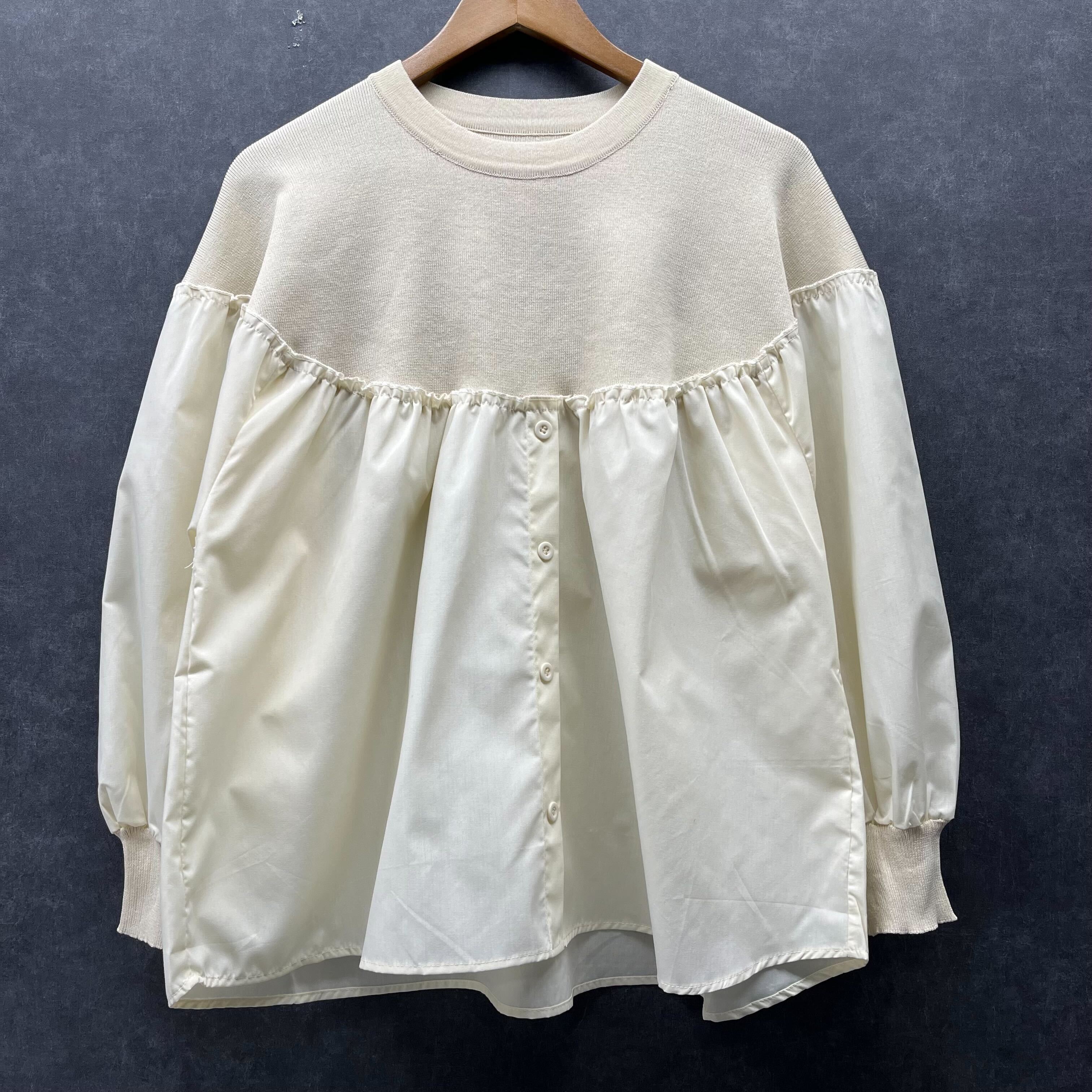 【在庫5点以下】異素材切替オーバーニット ベージュ※4/15迄に順次発送予定