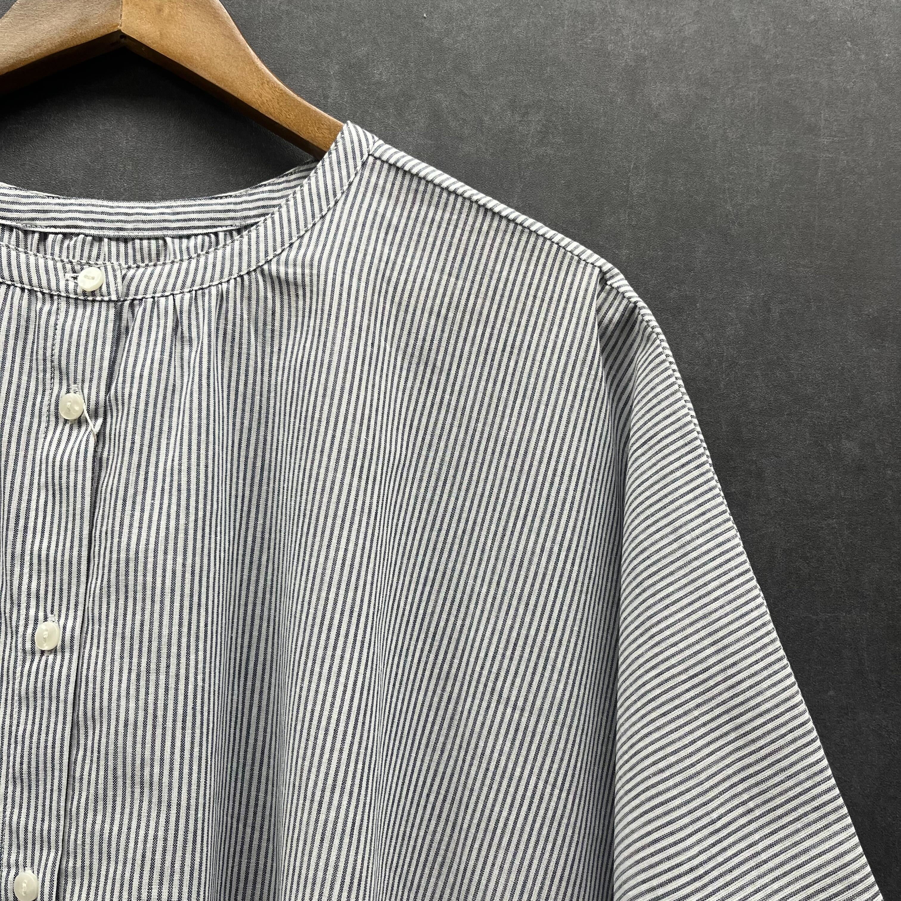 【在庫5点以下】ポンチョベストブラウス ストライプブルー※4/15迄に順次発送予定