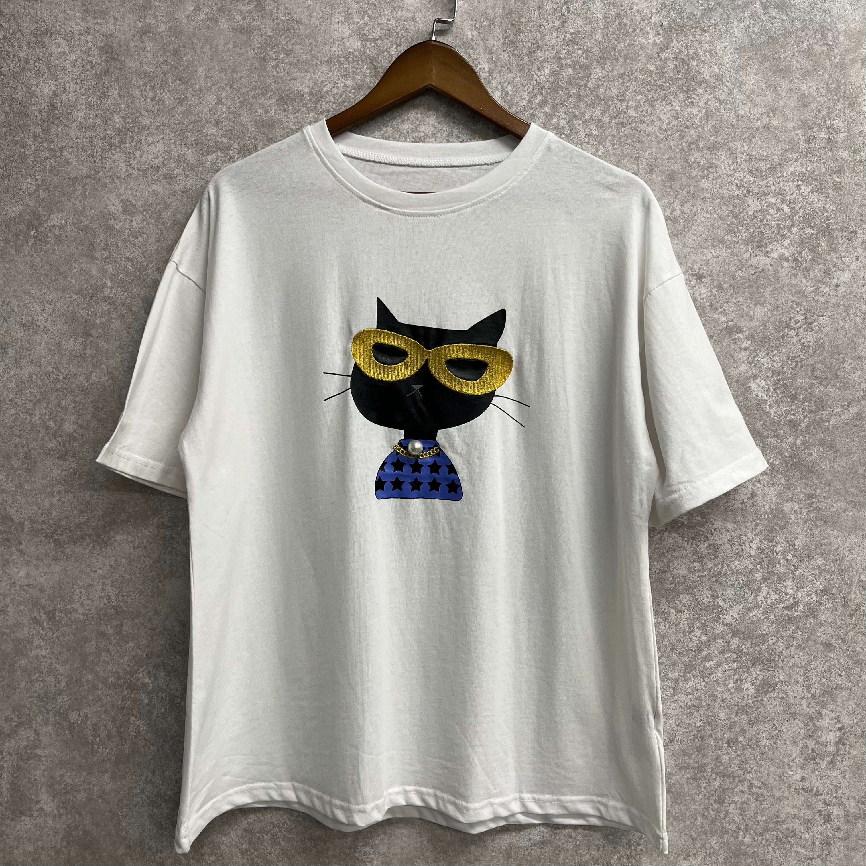 【在庫5点以下】ネコパールグラフィックTシャツ ホワイト ※4/15迄に順次発送予定