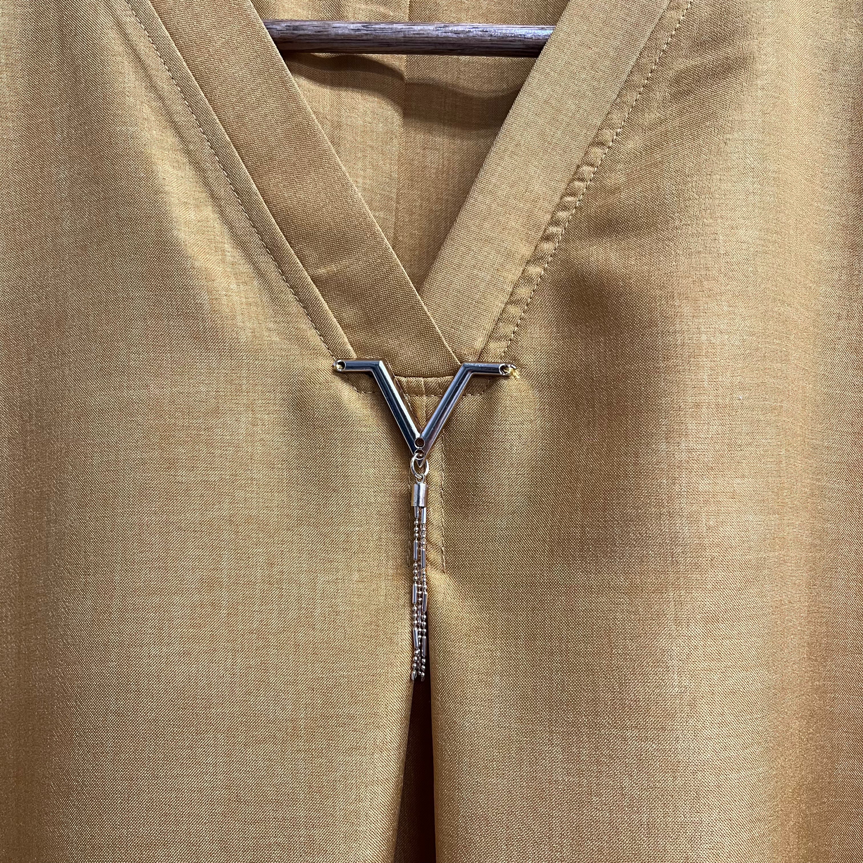 Vネックリネンブラウス マスタード ※3/18迄に順次発送予定