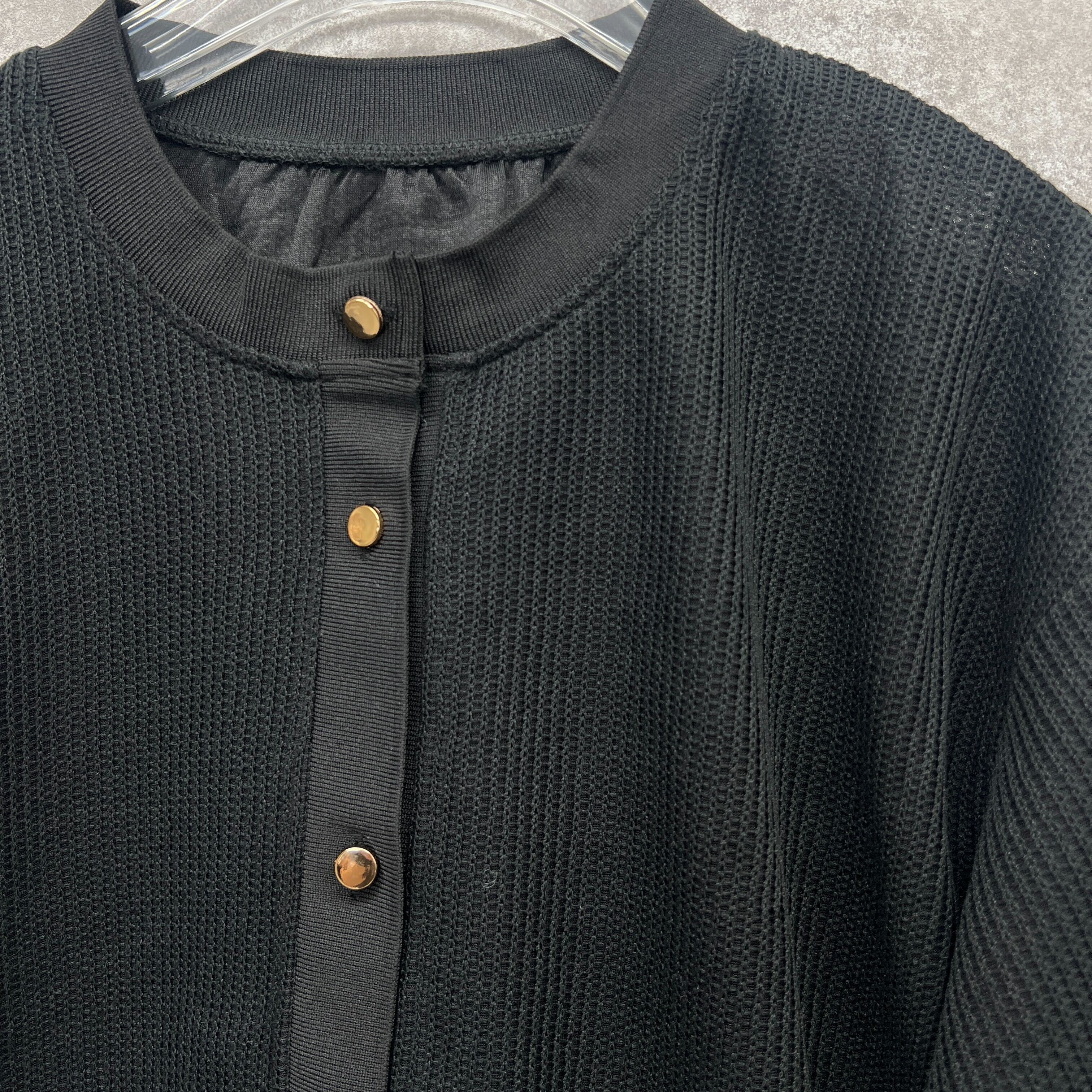 ワッフルブルゾンカーディガン ブラック ※10/15迄に順次発送予定