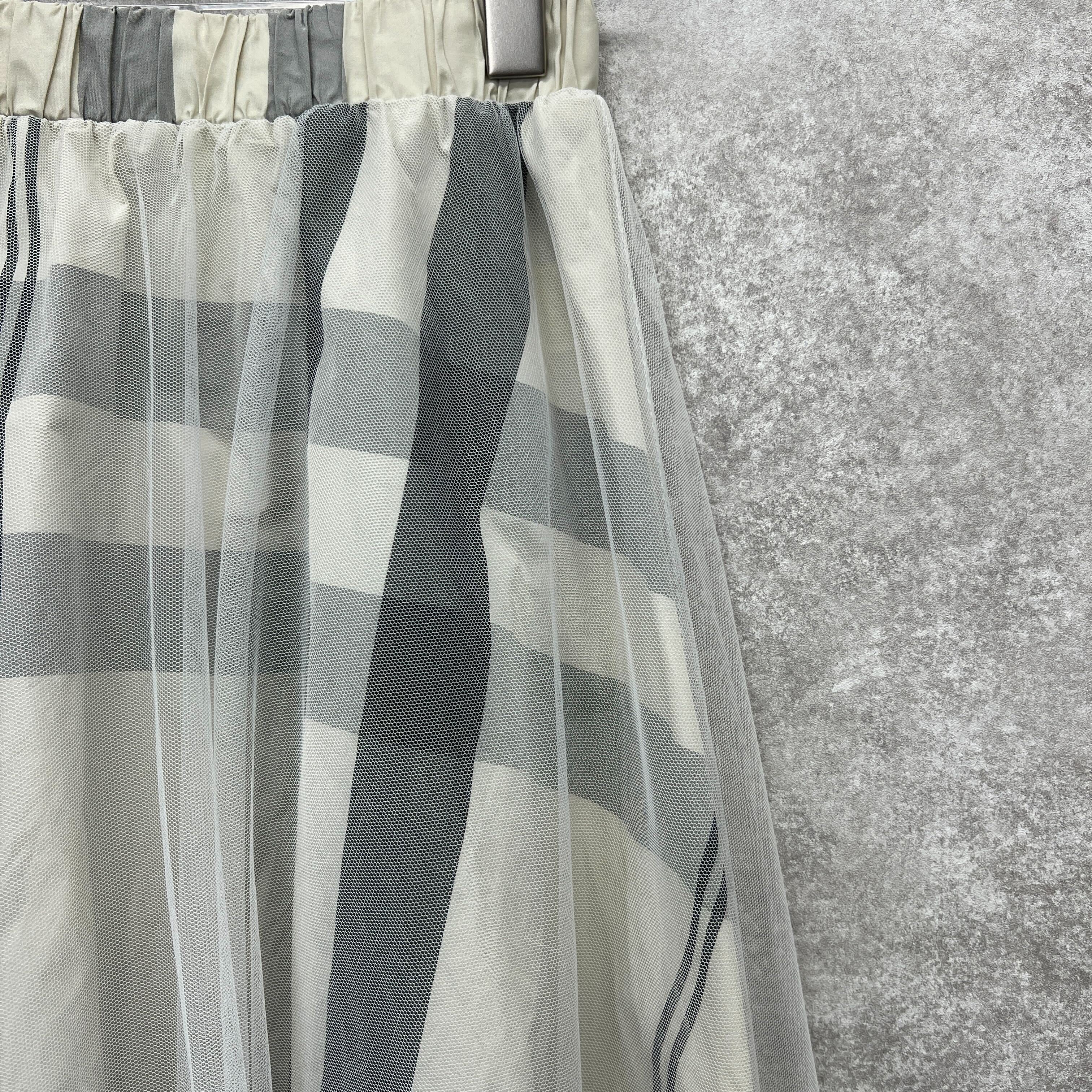 チュールロングチェックスカート ホワイト ※10/15迄に順次発送予定