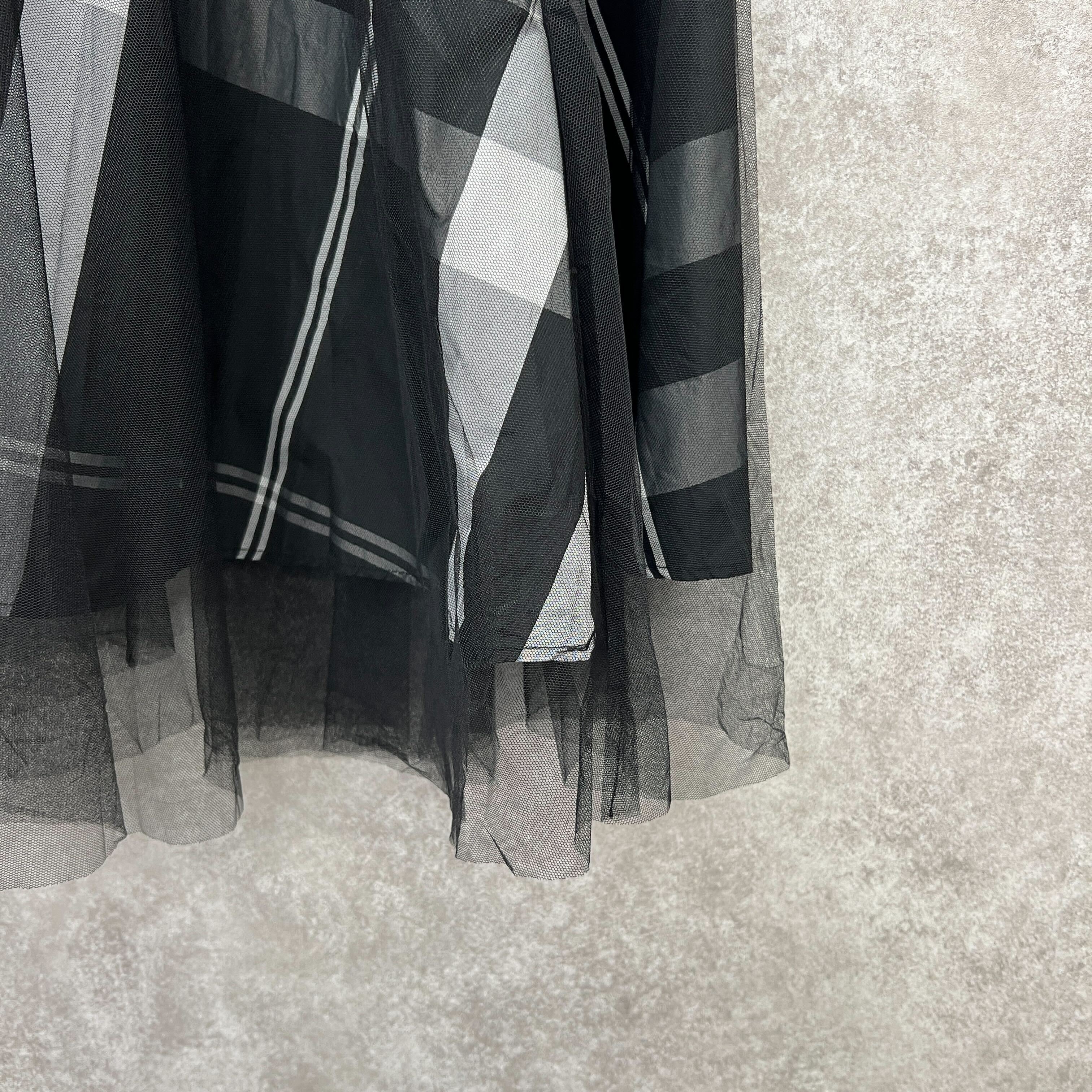 チュールロングチェックスカート ブラック ※10/15迄に順次発送予定