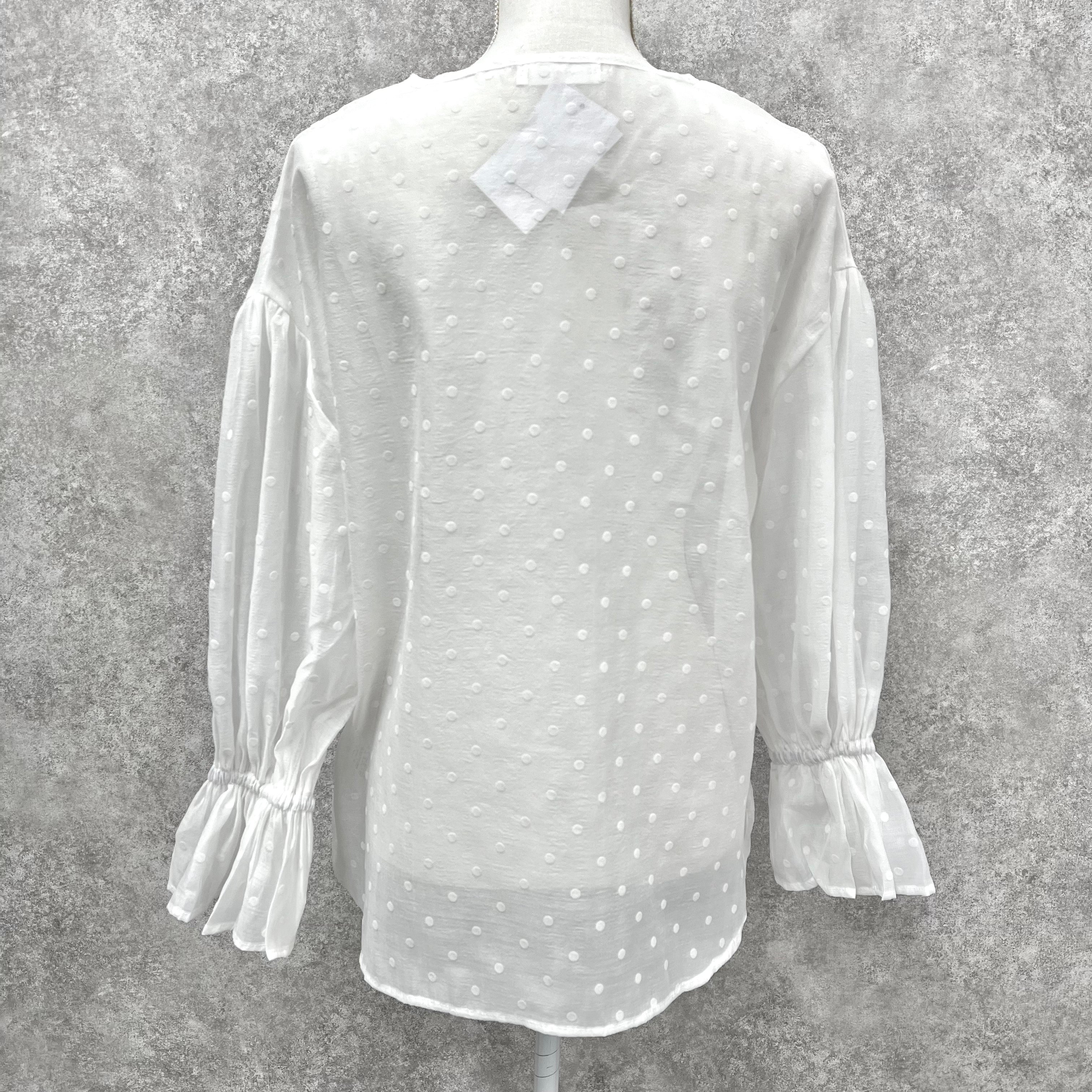 フロッキードットシアーブラウス ホワイト ※7/30~8/5より順次発送予定