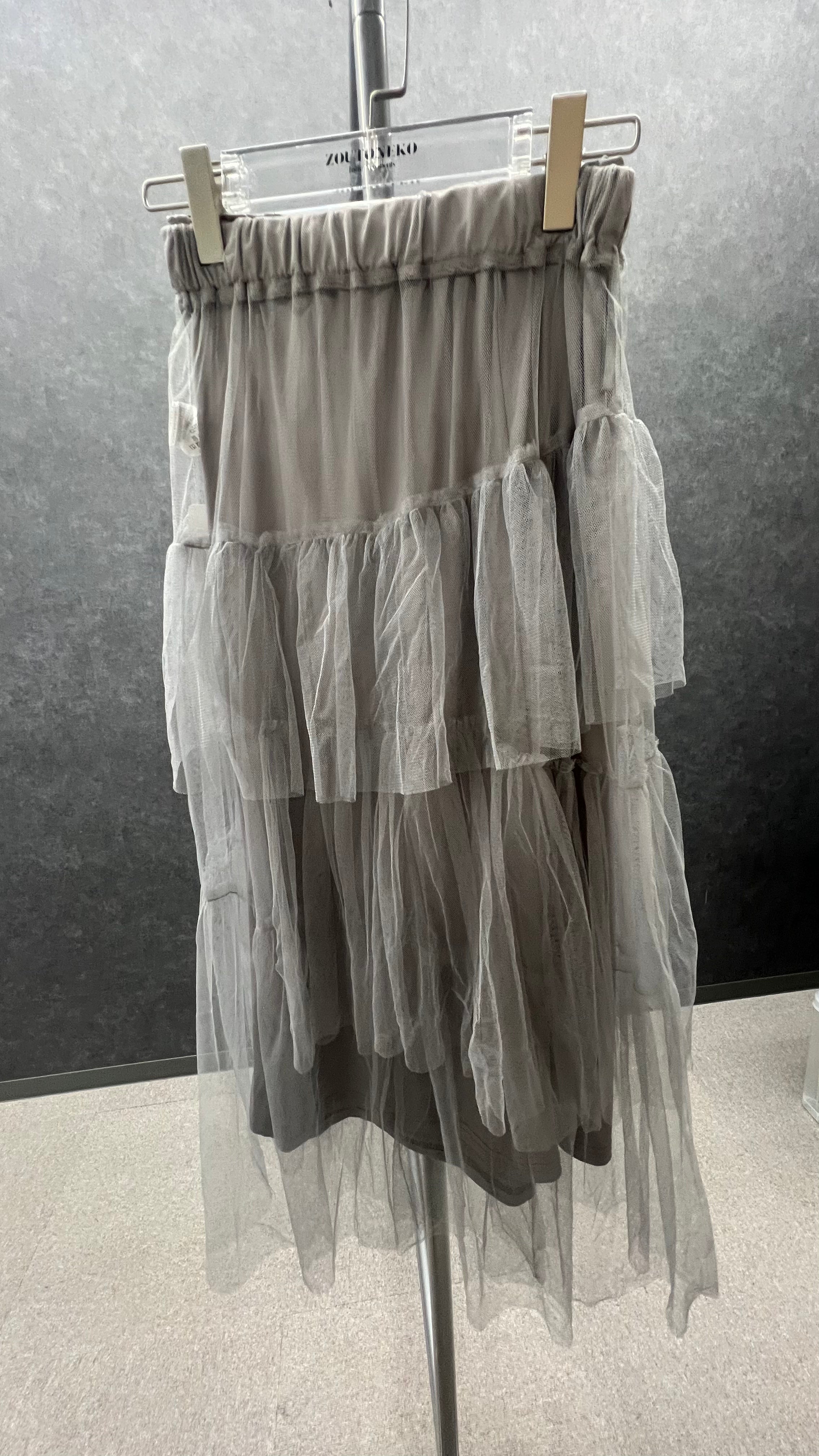 ワッシャーシアーギャザースカート グレー ※10/28迄に順次発送予定