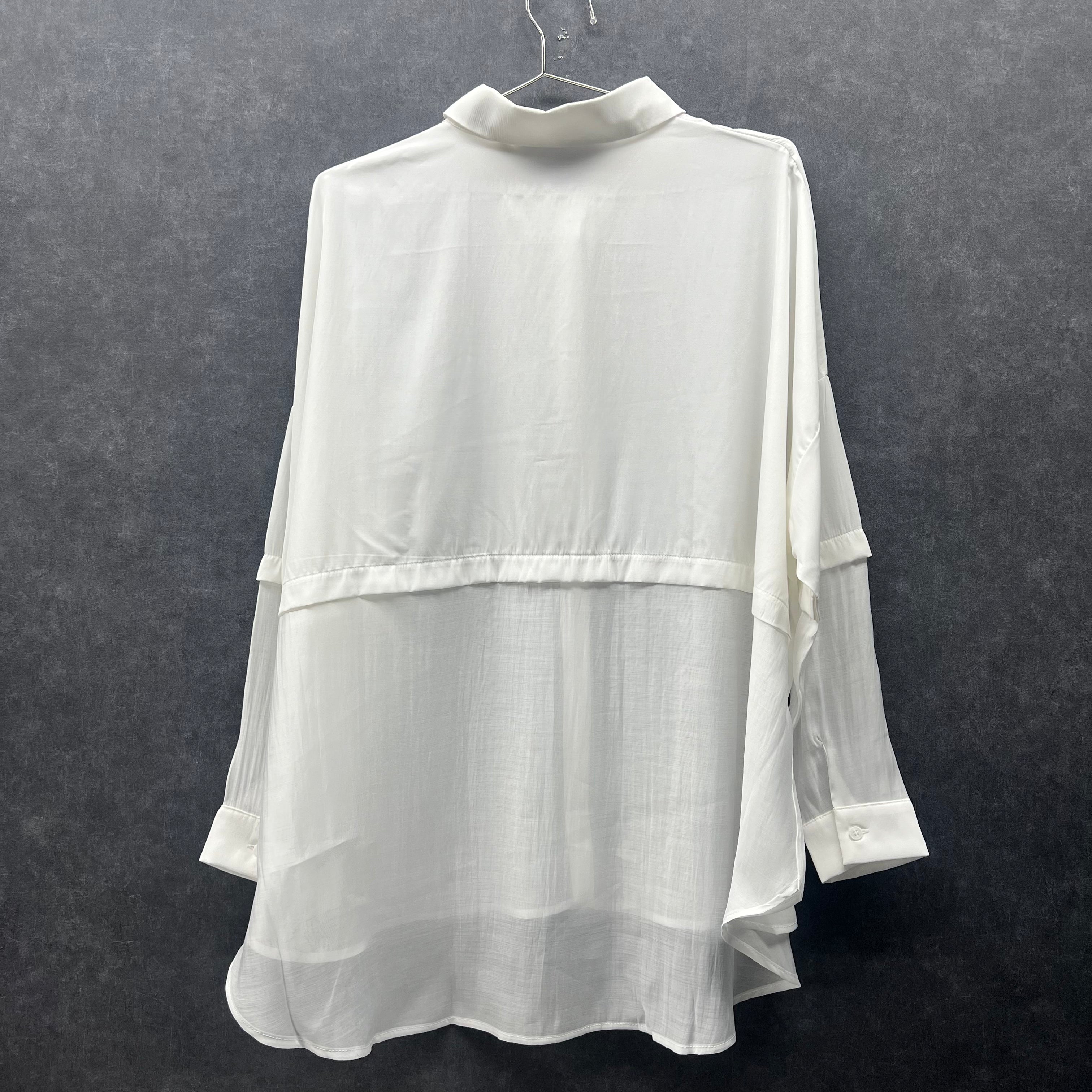 シアー切替ドルマンシャツ ホワイト※5/7~13までに順次発送予定