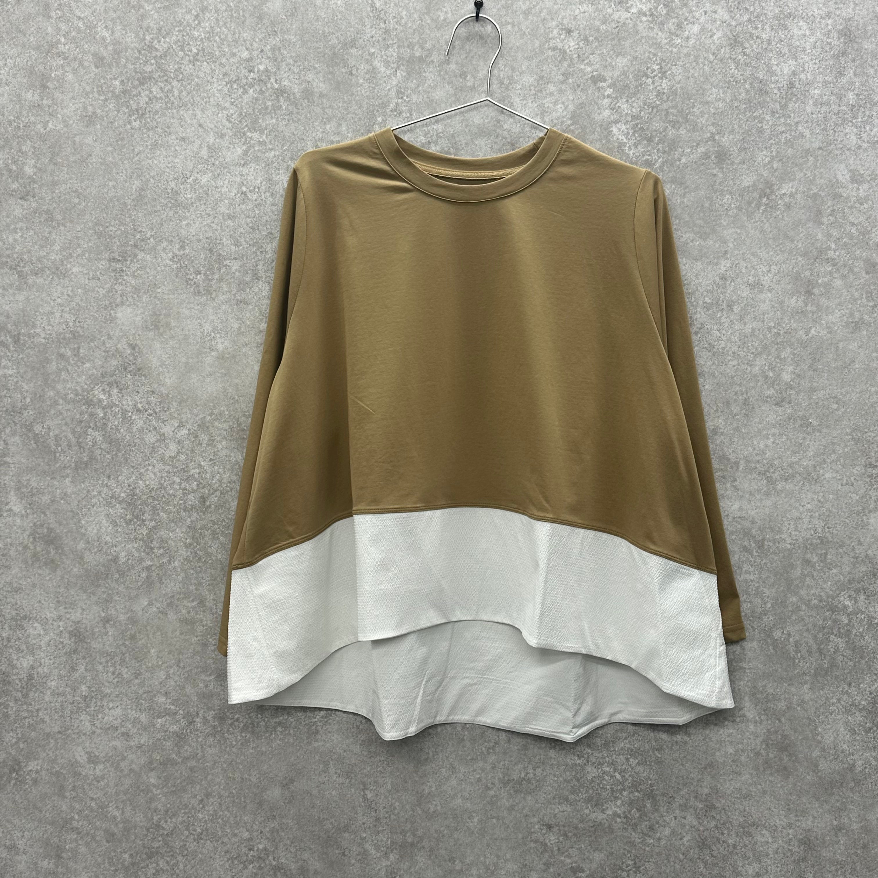 【在庫5点以下】重ね着風トップス ホワイト ※4/15迄に順次発送予定