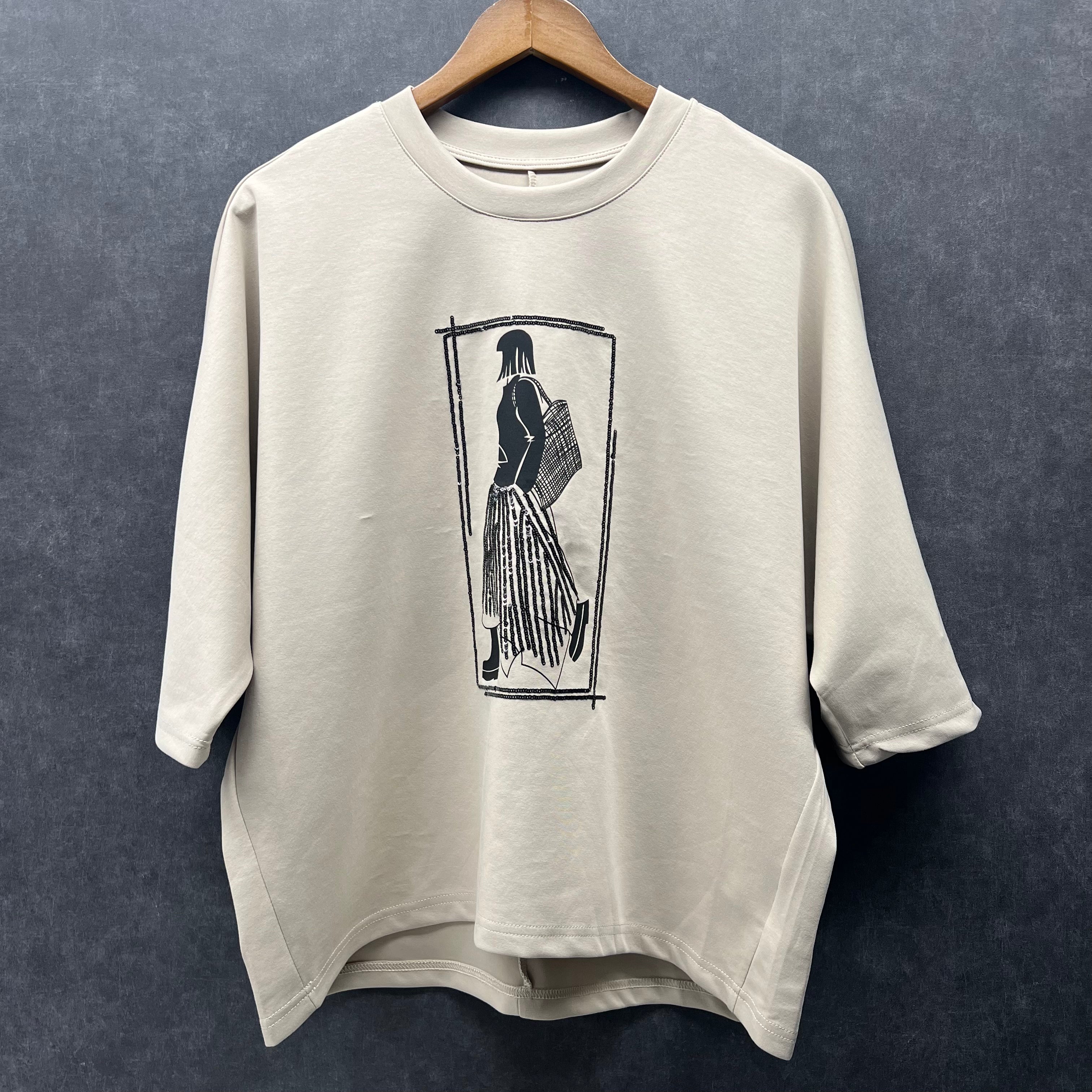 ベージュショートスリーブプリントティー※2/25迄に順次発送予定