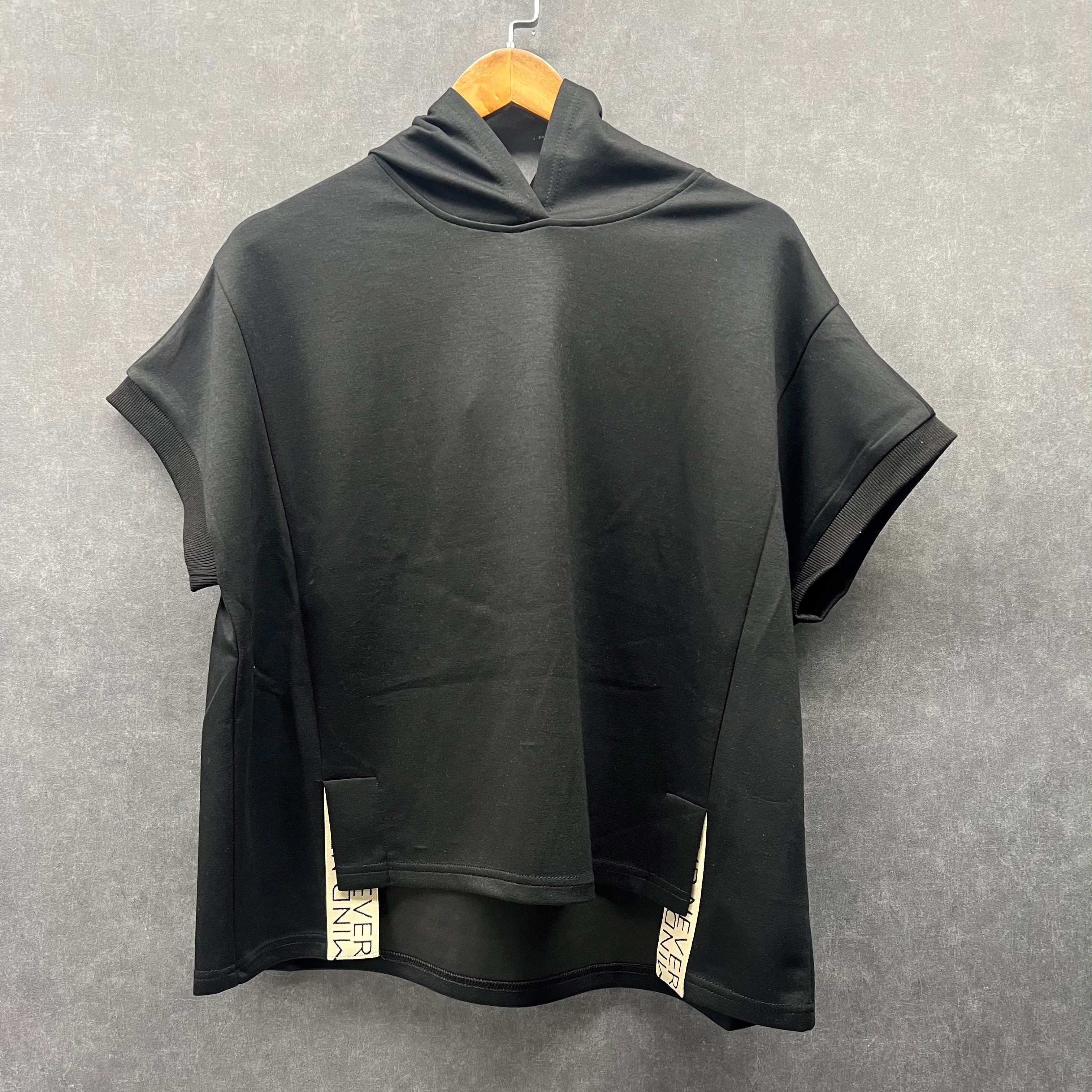 ショートスリーブフードプルオーバー ブラック(レーヨンミックス)※4/9~15迄に順次発送予定