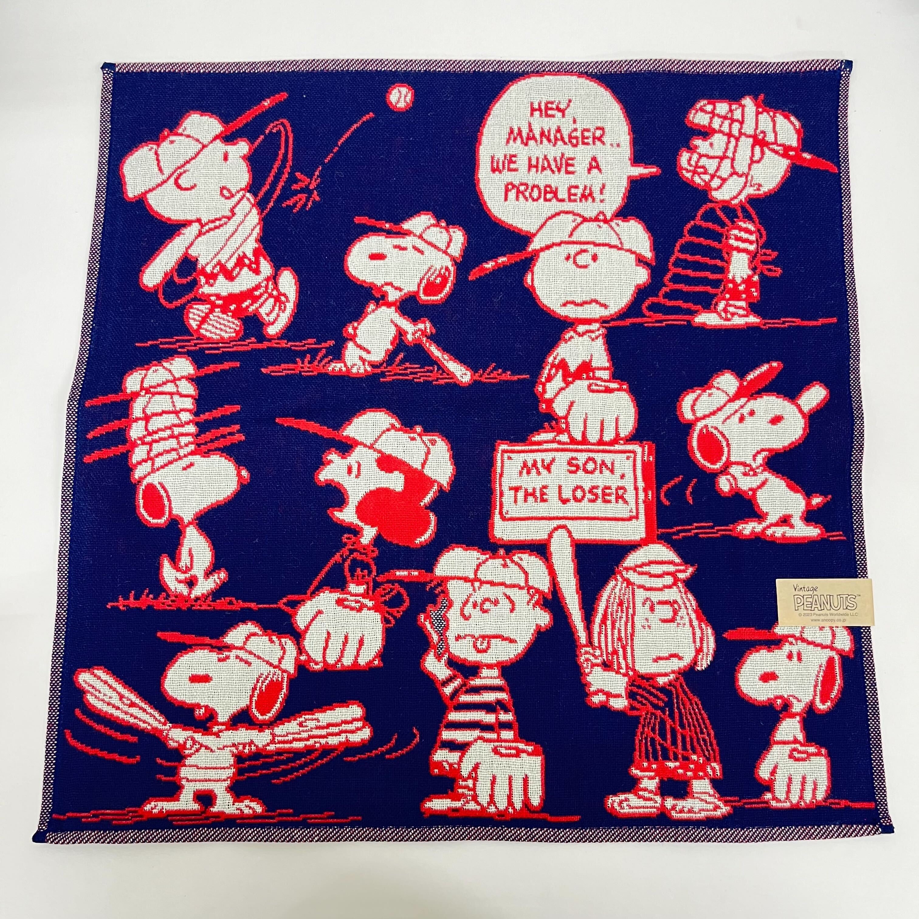 【HT0085】スヌーピー漫画ハンドタオル ベージュ×ネイビー ※8/6~8/13順次発送予定