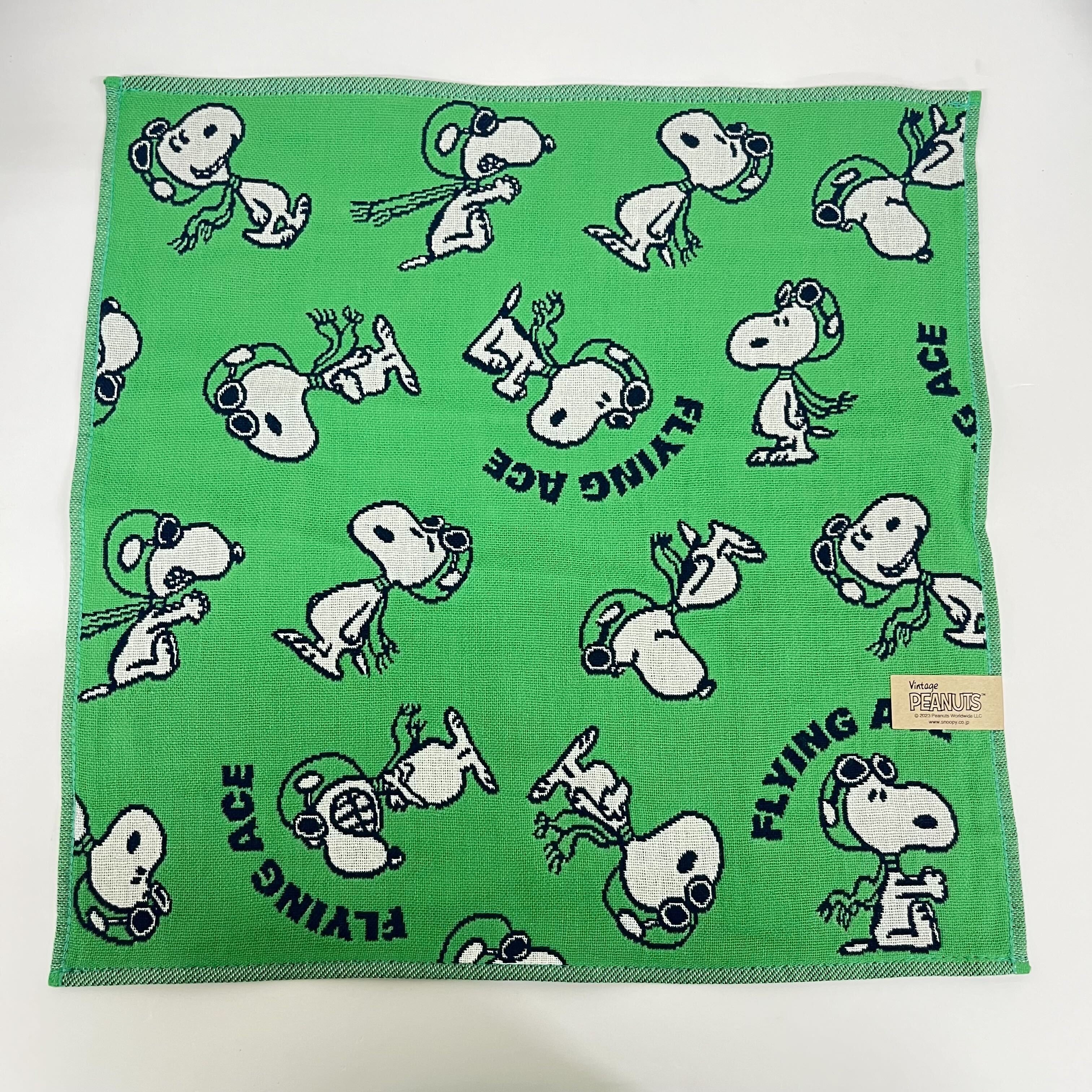【HT0088】スヌーピーパイロットハンドタオル グリーン ※8/6~8/13順次発送予定