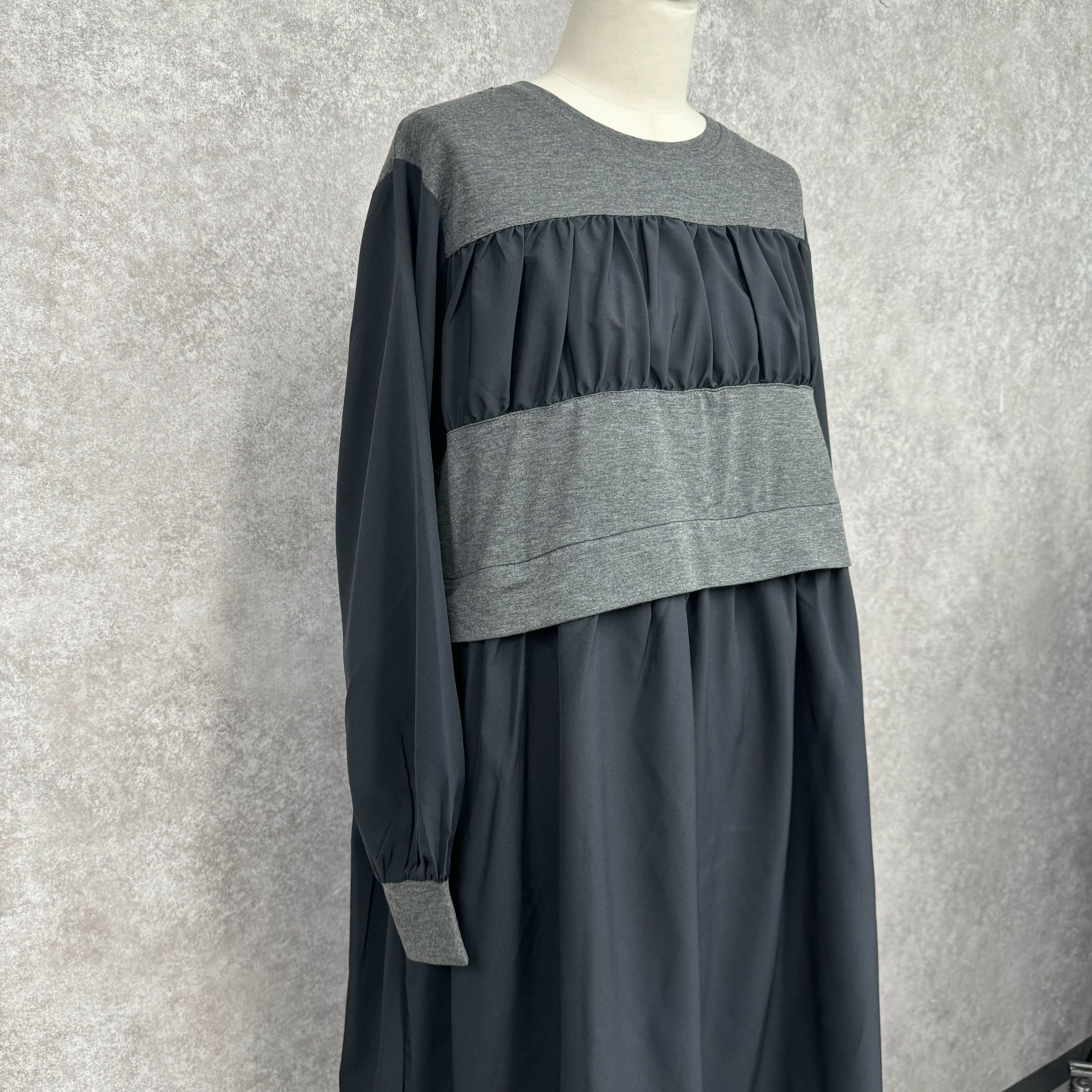 ドッキングデザインワンピース グレー ※10/21迄に順次発送予定