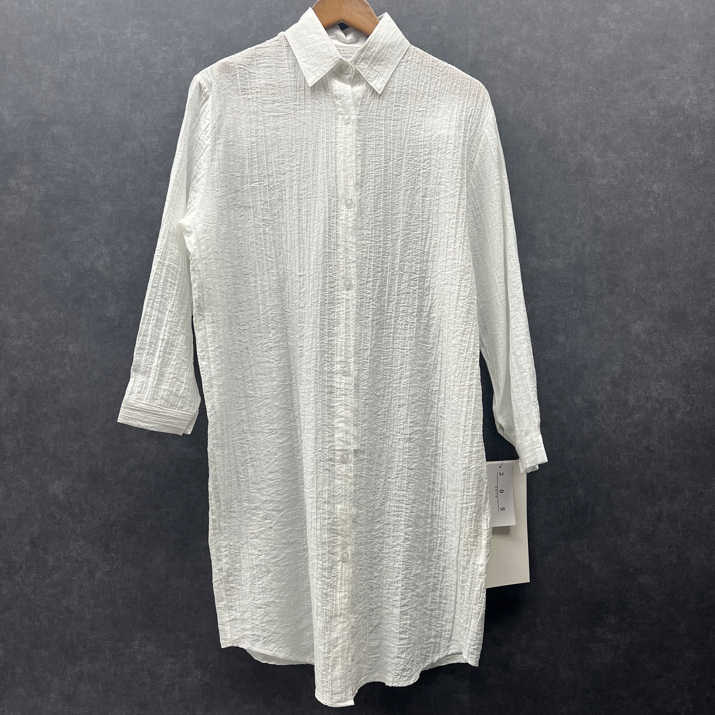 ガーゼ風シャツワンピース ホワイト ※2月上旬頃に順次発送予定