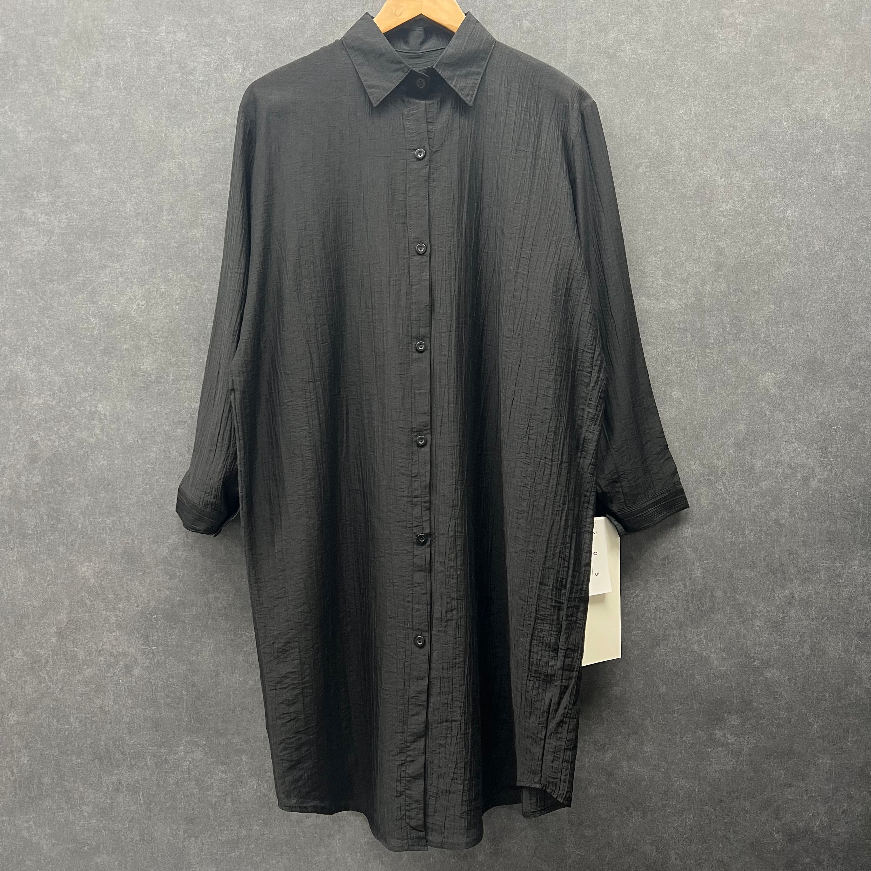 ガーゼ風シャツワンピース ブラック ※2月上旬頃に順次発送予定