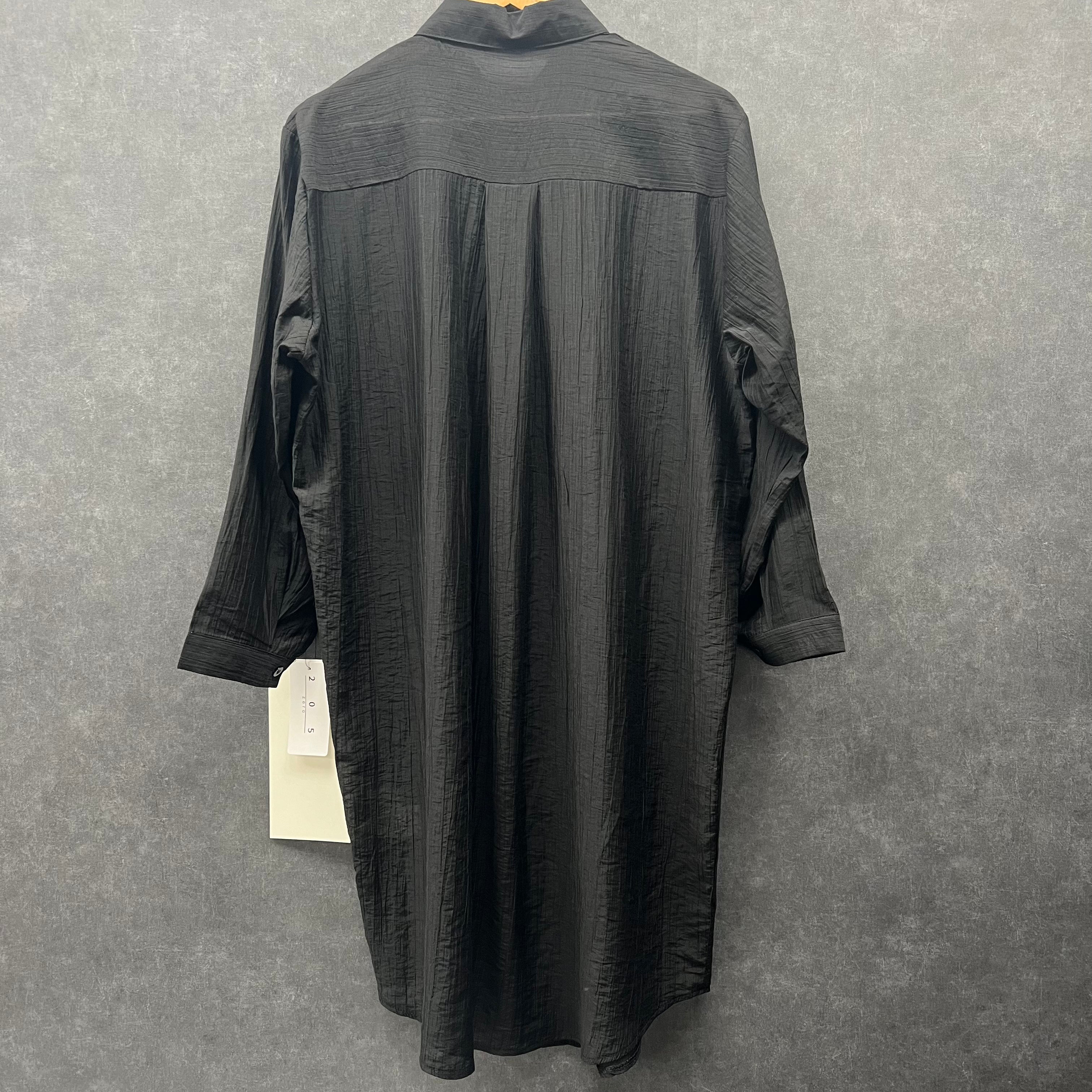 ガーゼ風シャツワンピース ブラック ※2月上旬頃に順次発送予定