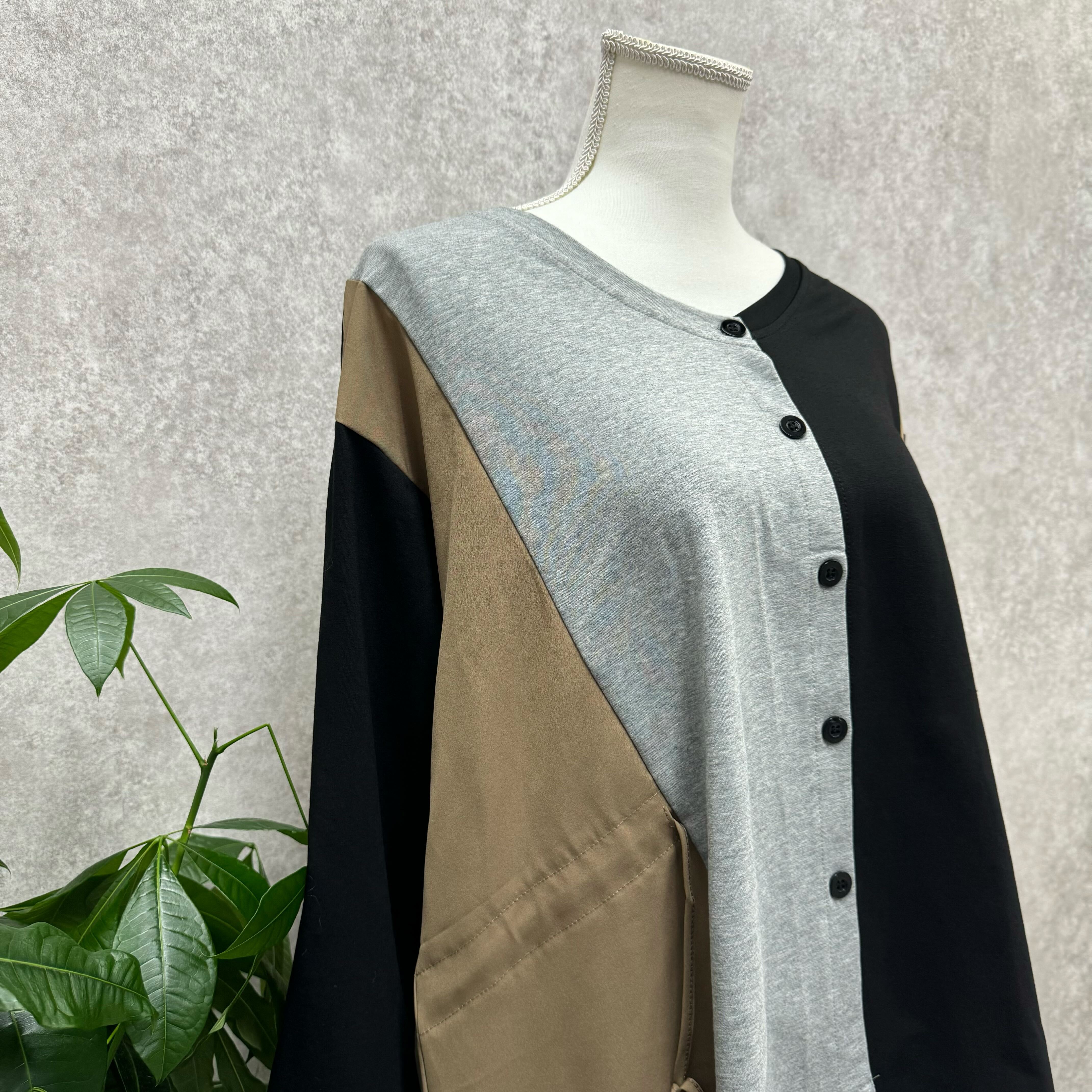 ドロスト配色カーディガン ベージュ ※10/21迄に順次発送予定