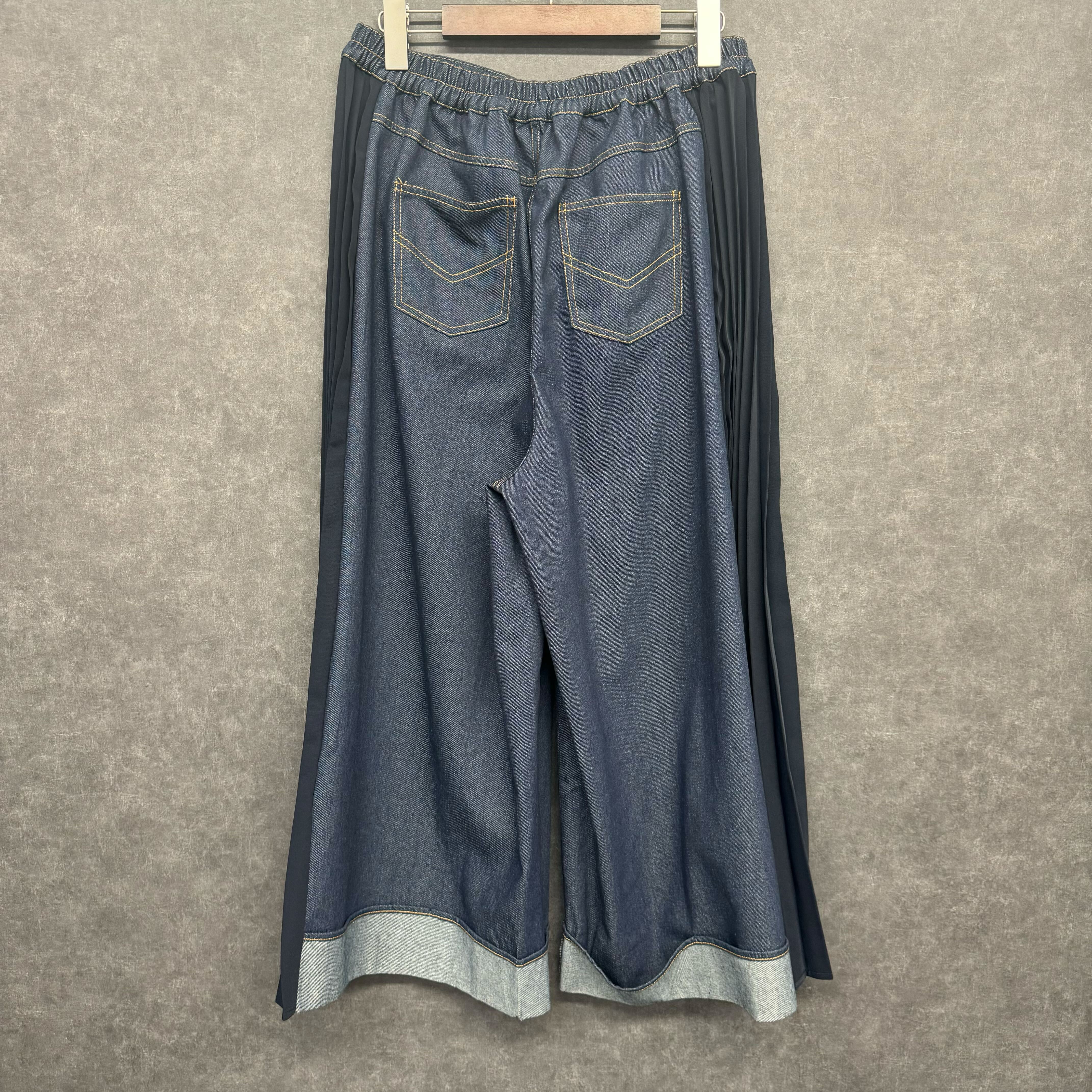 サイドプリーツデニム ネイビー ※5/28~6/3迄に順次発送予定