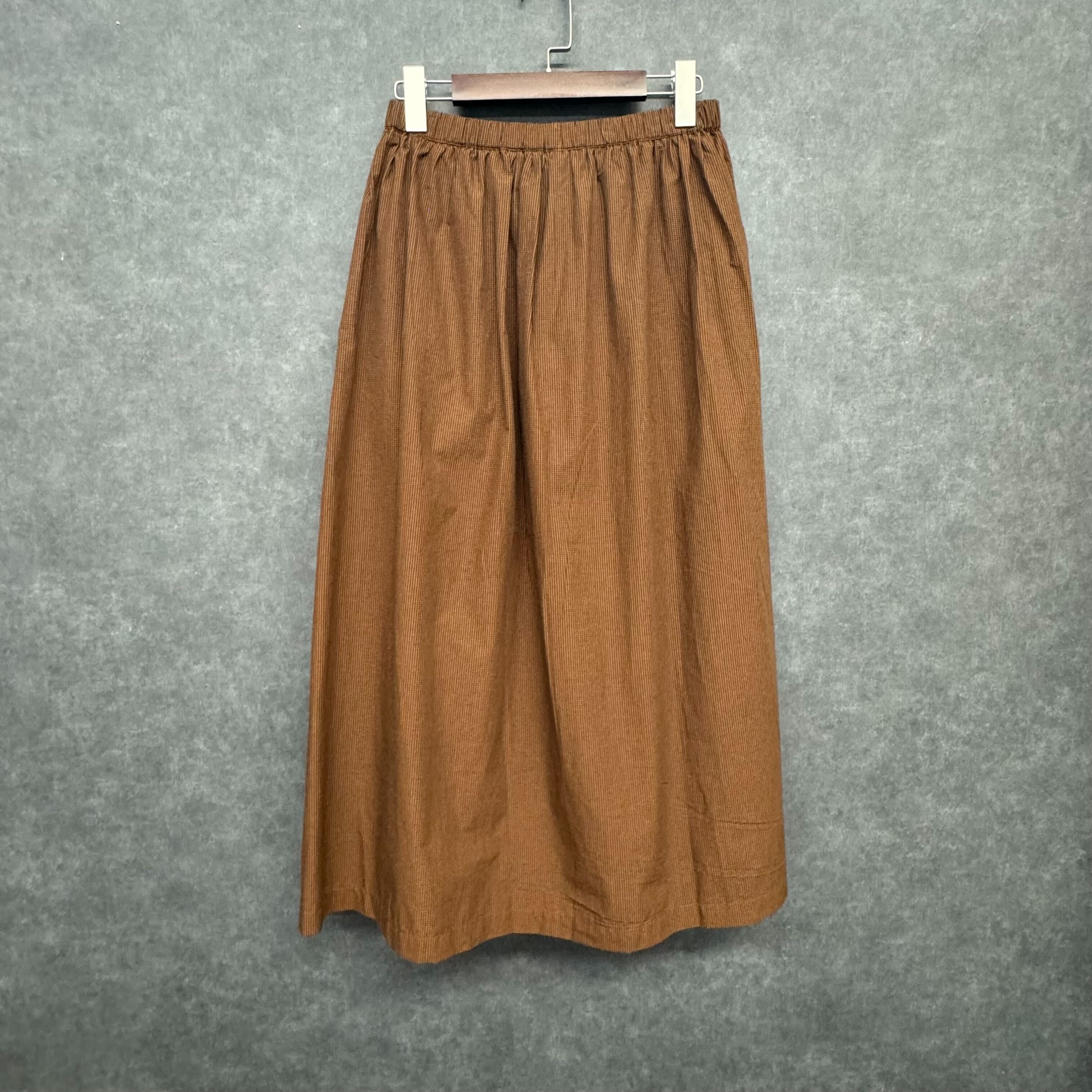 ギンガムチェックギャザースカート キャメル ※10/28迄に順次発送予定