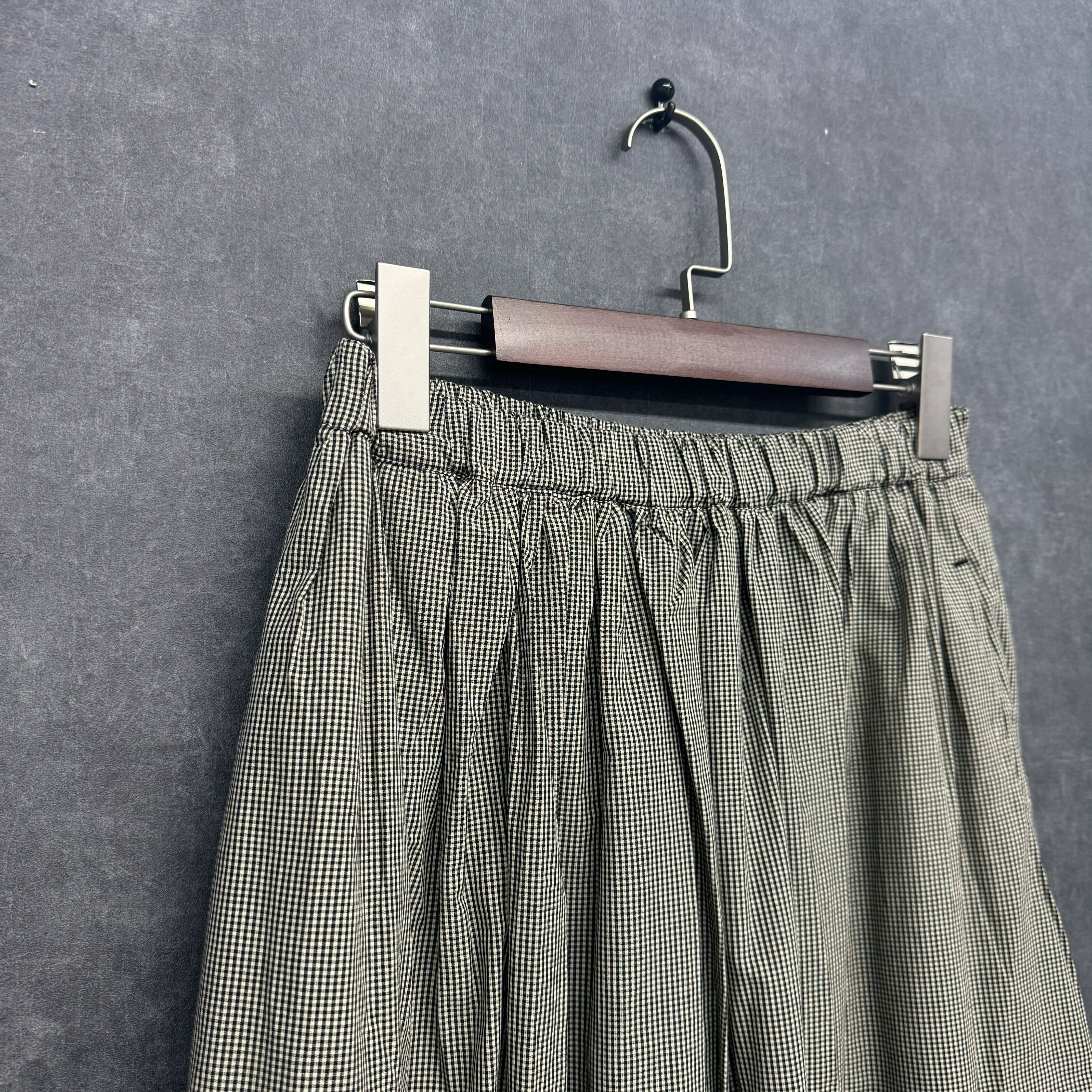 ギンガムチェックギャザースカート ブラック ※10/28迄に順次発送予定