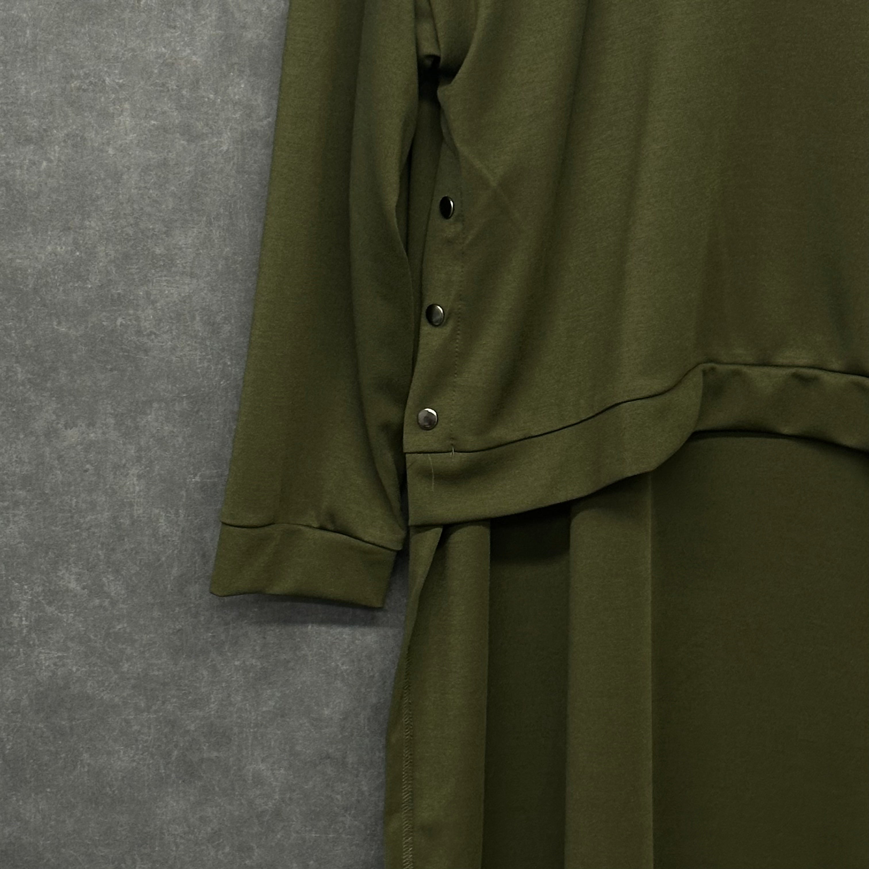 サイドボタンバックロングトップス カーキ ※10/28迄に順次発送予定