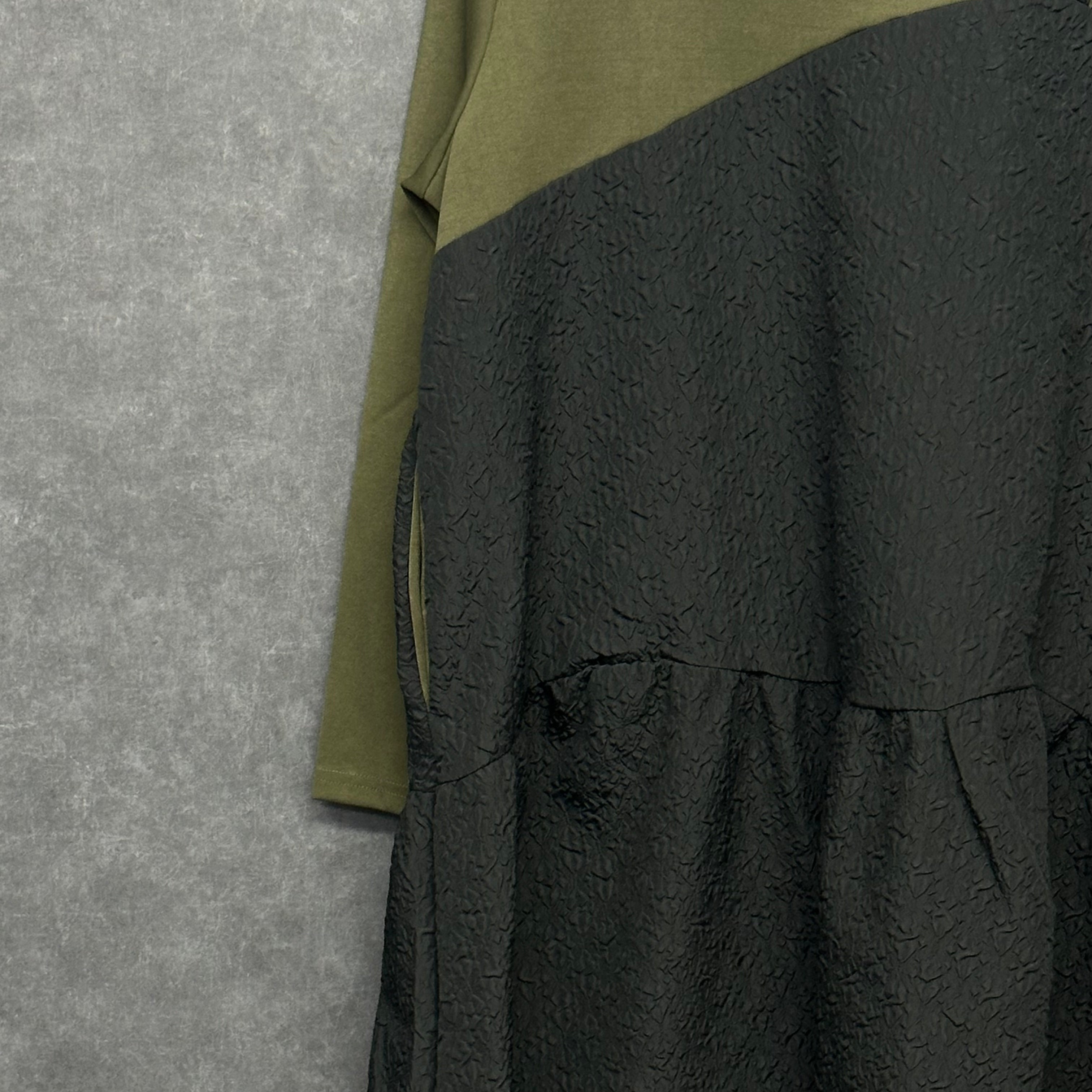 異素材ドッキングワンピース カーキ ※10/28迄に順次発送予定