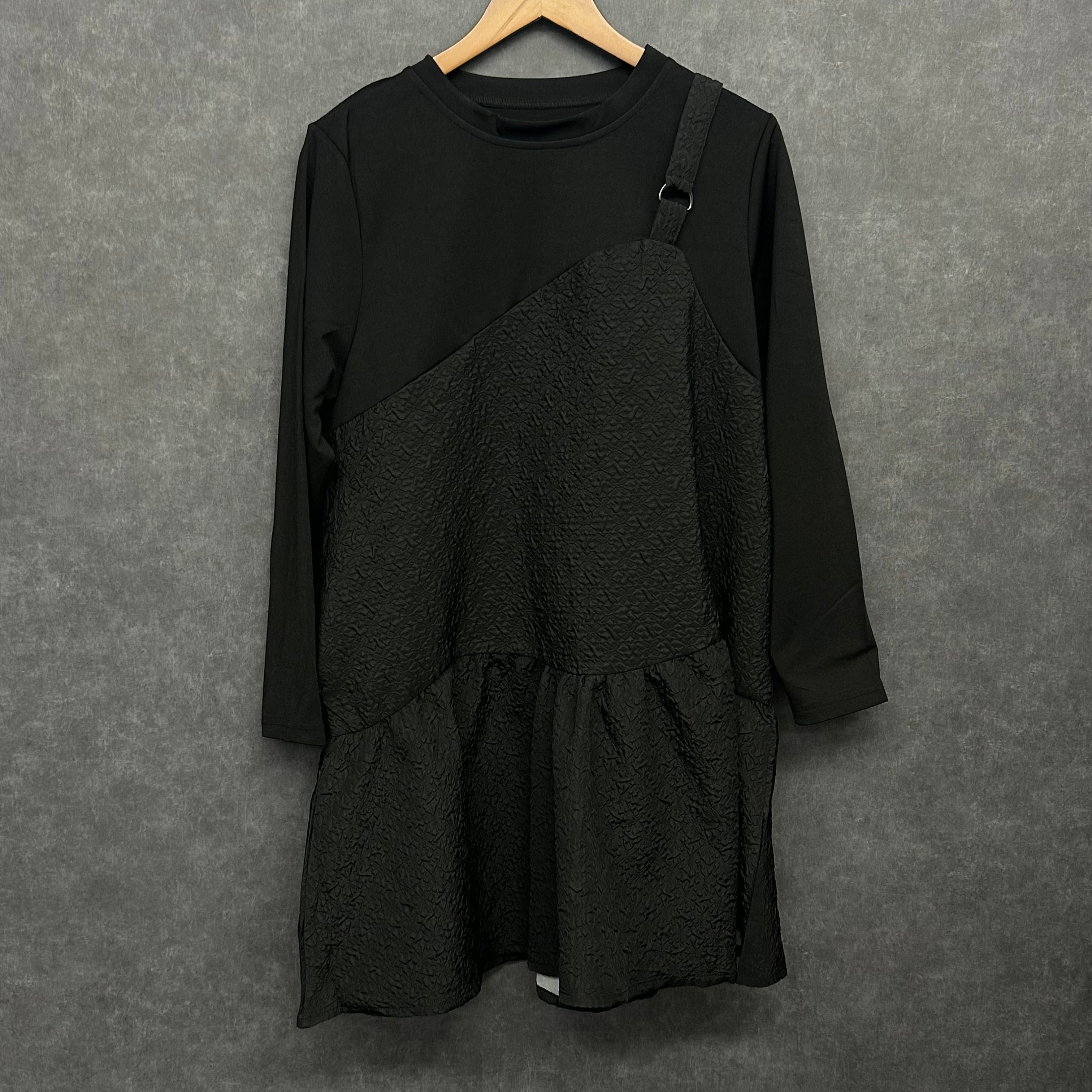 異素材ドッキングチュニック ブラック ※10/28迄に順次発送予定