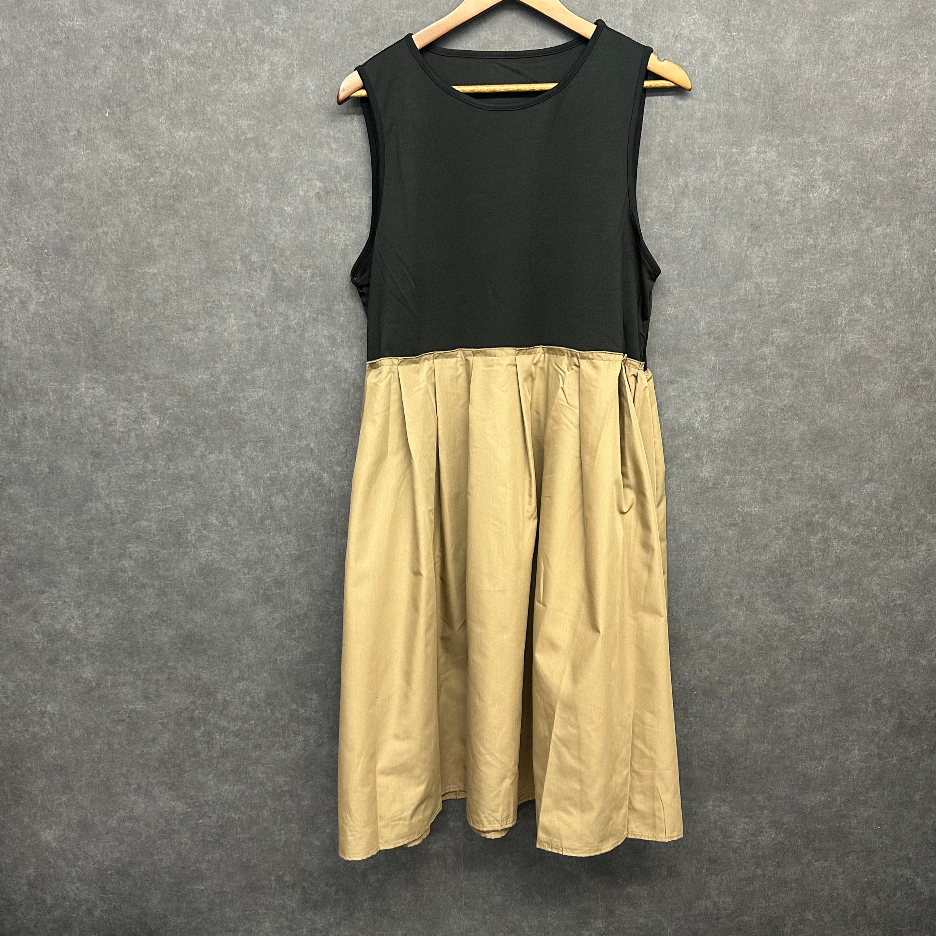 異素材ノースリーブワンピース ベージュ ※11/5迄に順次発送予定