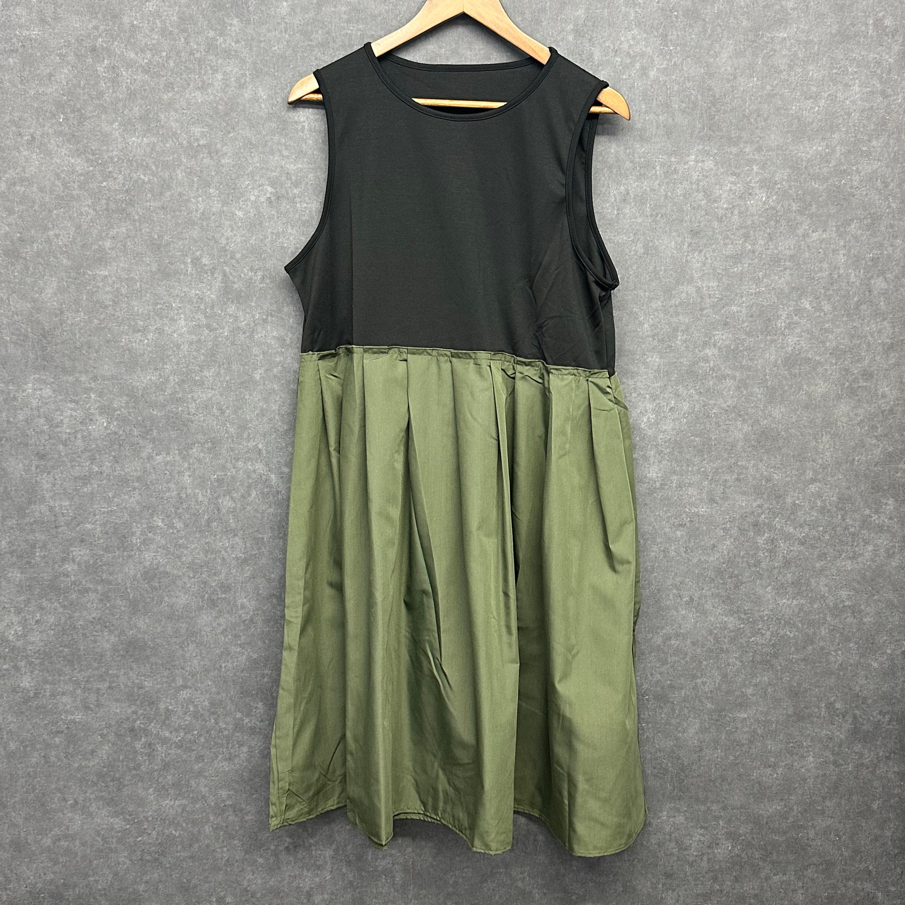 異素材ノースリーブワンピース カーキ ※11/5迄に順次発送予定