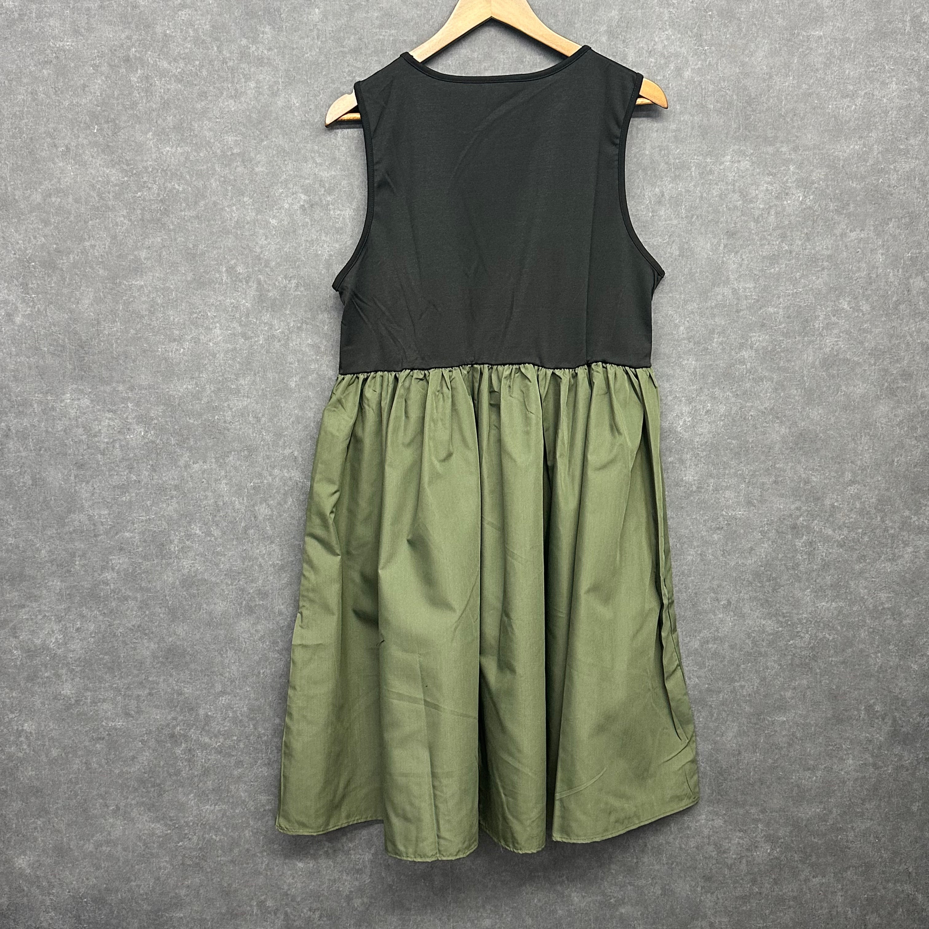 異素材ノースリーブワンピース カーキ ※11/5迄に順次発送予定