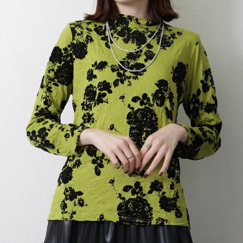 薄起毛フロッキープリントTシャツ ライトグリーン ※11/25迄に順次発送予定