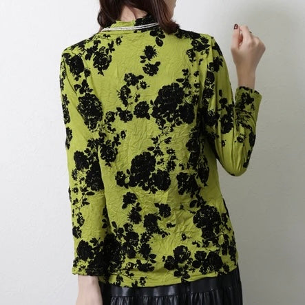 薄起毛フロッキープリントTシャツ ライトグリーン ※11/25迄に順次発送予定