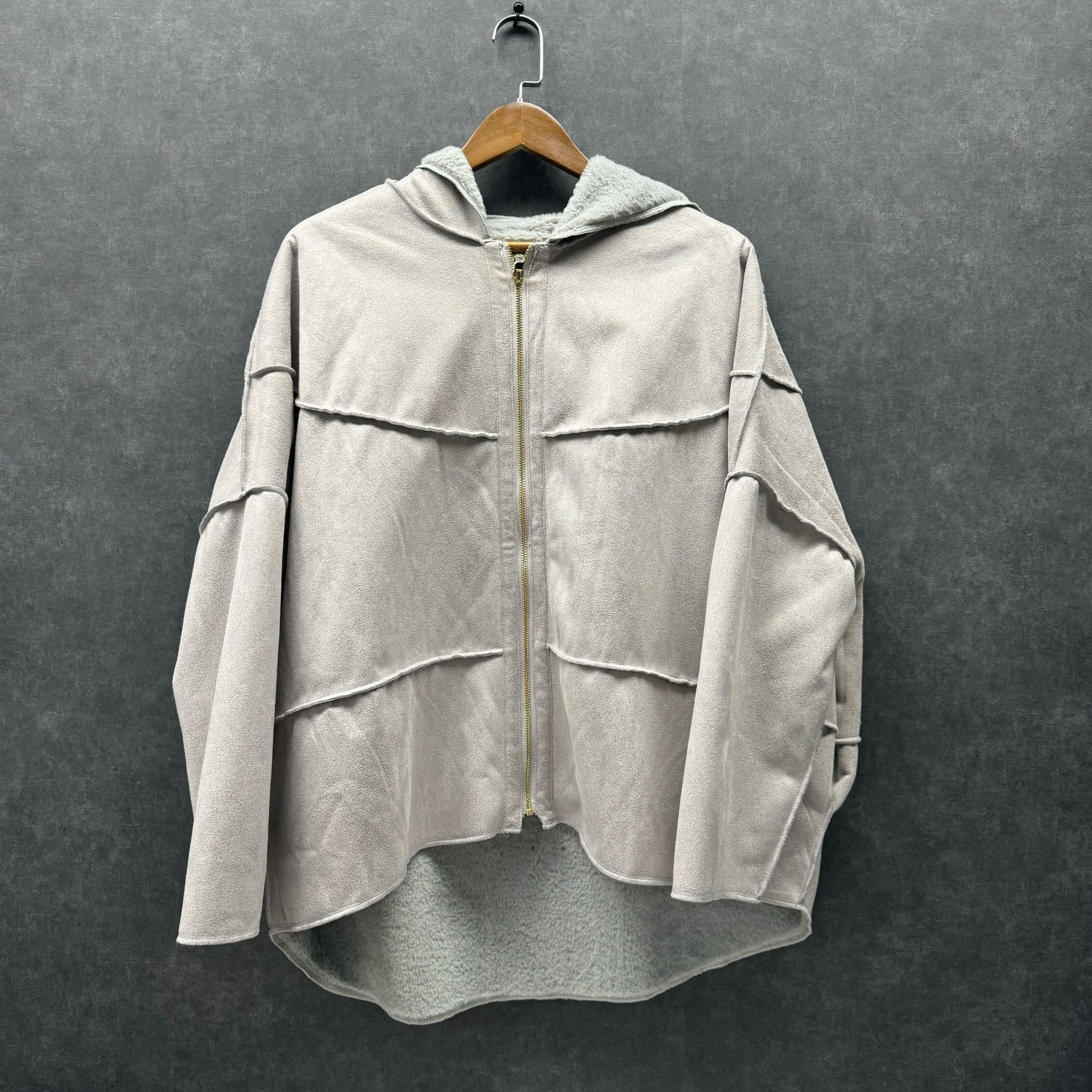 フード付スエードデザインアウター グレー※11/11迄に順次発送予定