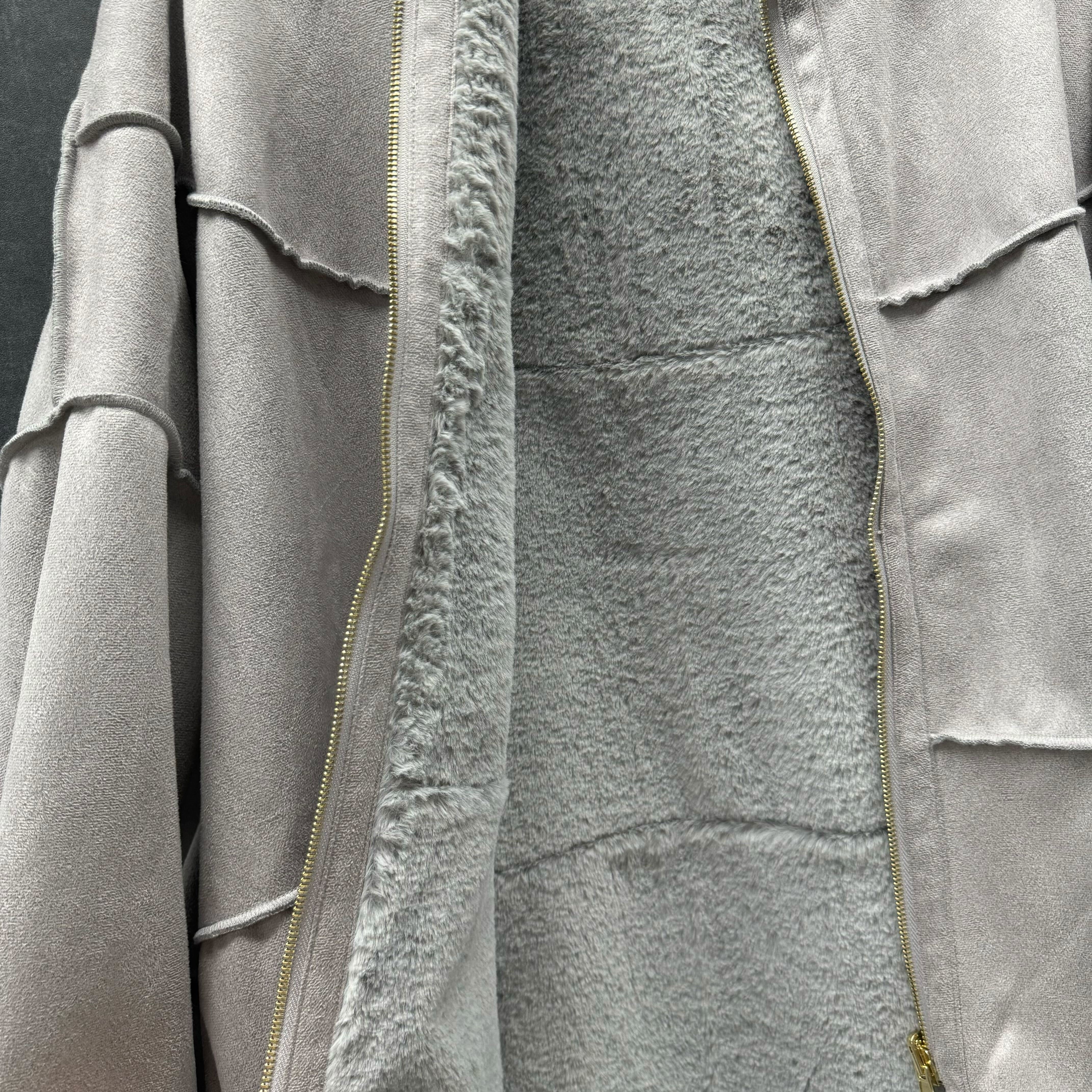 フード付スエードデザインアウター グレー※11/11迄に順次発送予定