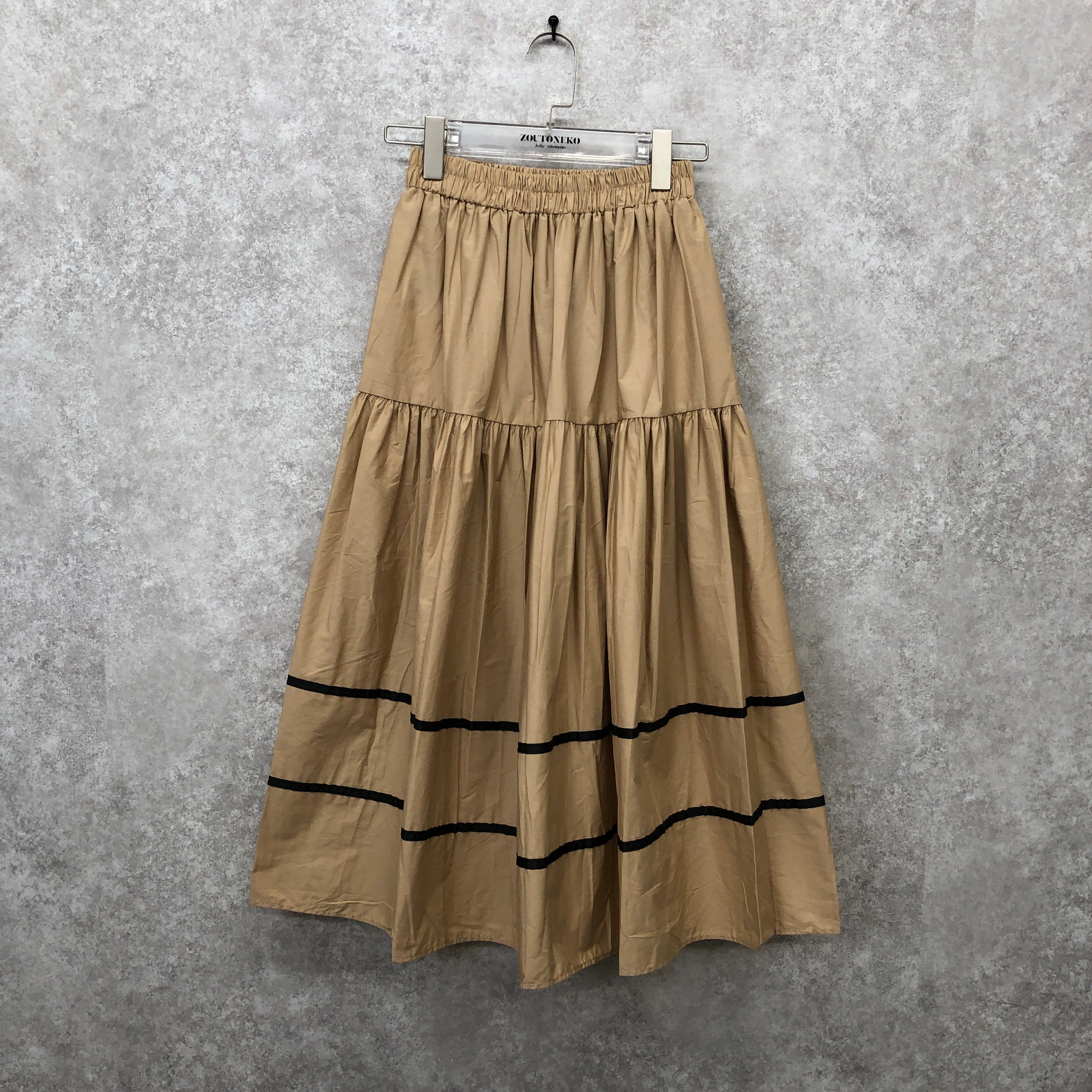 フレアロングラインスカート ベージュ ※10/15迄に順次発送予定