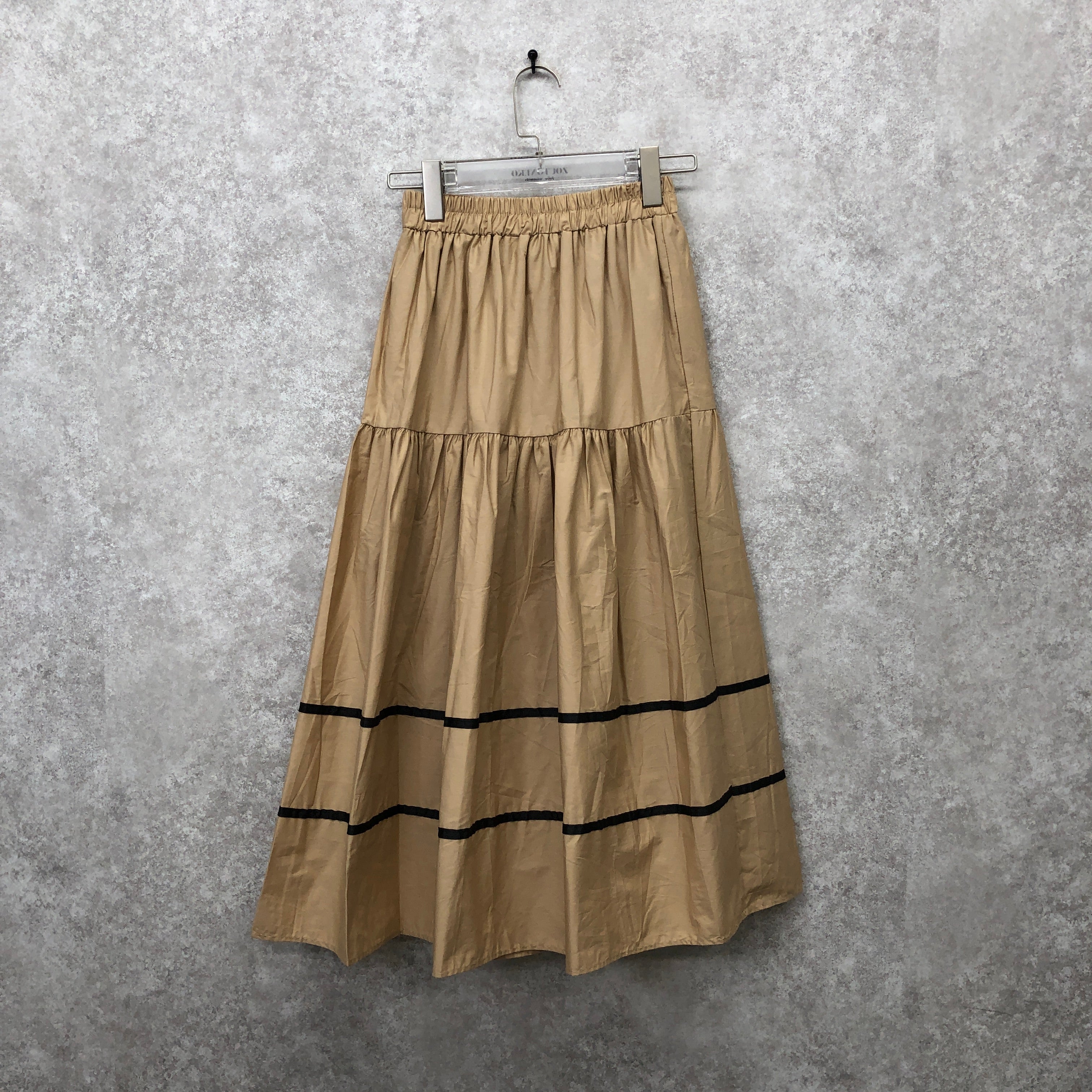 フレアロングラインスカート ベージュ ※10/15迄に順次発送予定