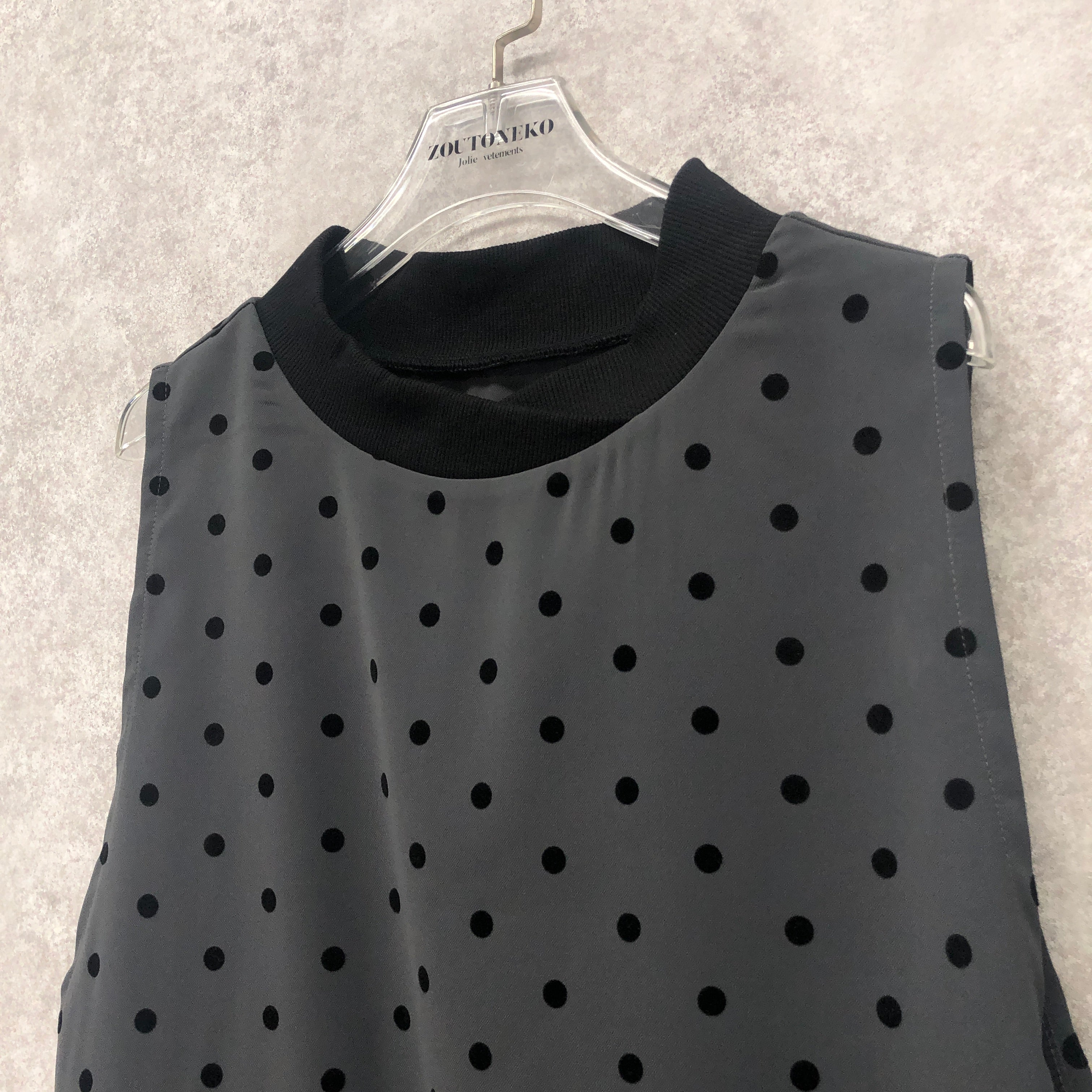 ノースリーブ ドット グレー ※10/15迄に順次発送予定