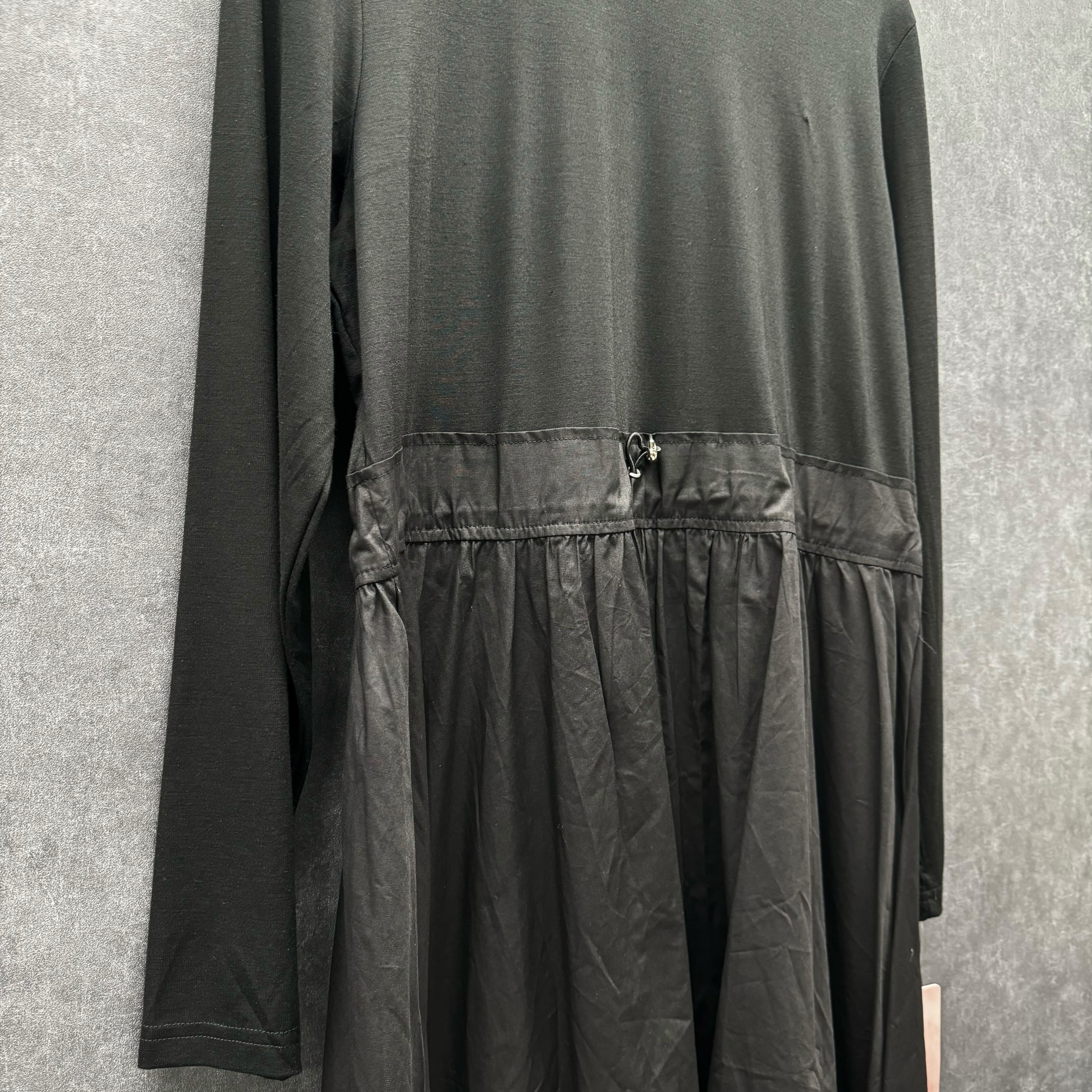 異素材ドッキングウエストドロストワンピース ブラック※11/25迄に順次発送予定