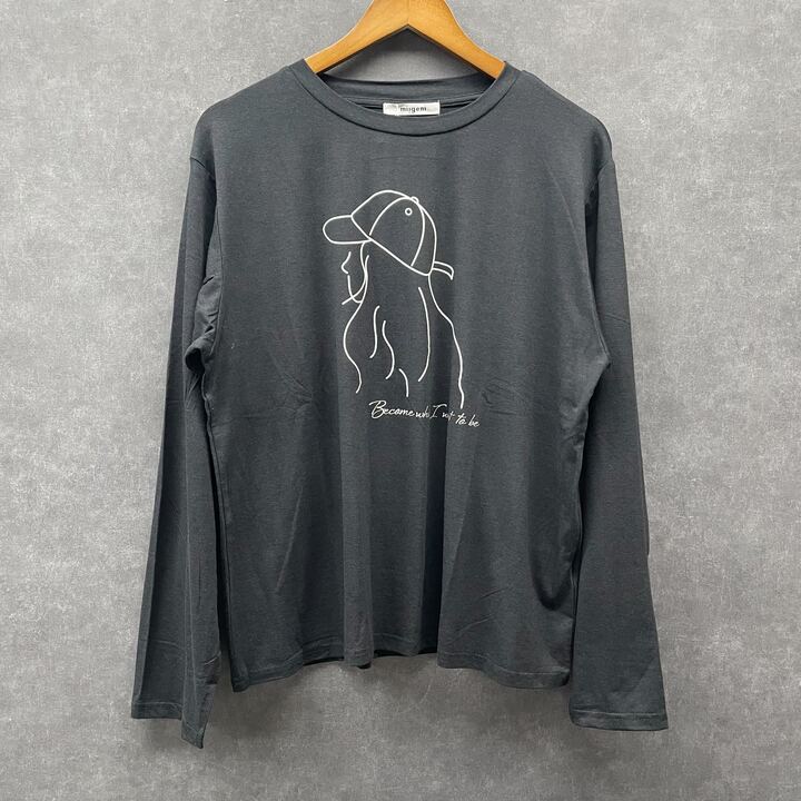 袖スリット横顔ロンT ブラック※3/11迄に順次発送予定