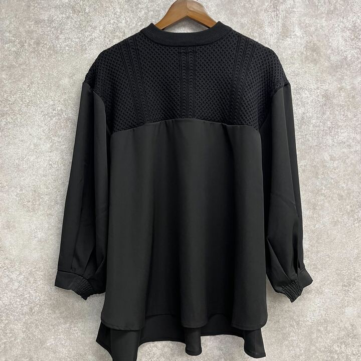 異素材切替トップス ブラック※3/11迄に順次発送予定