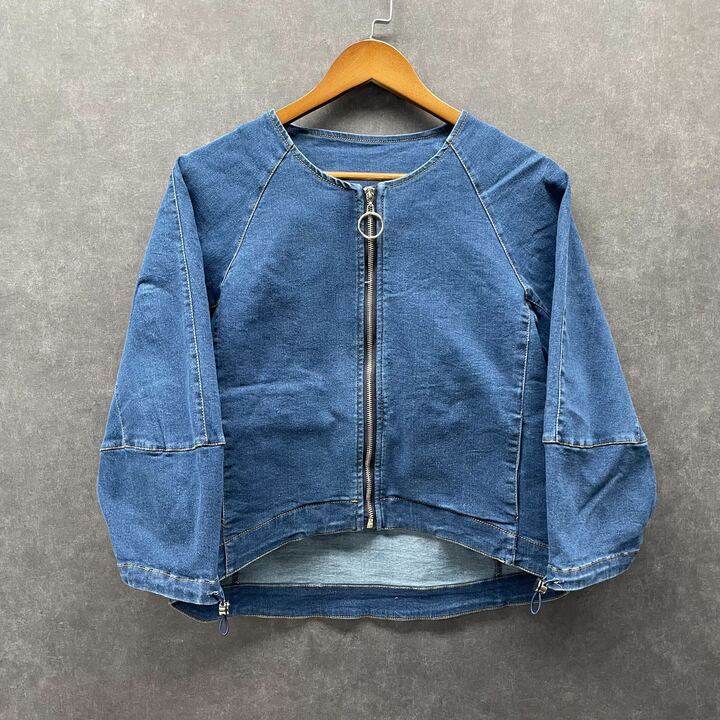 ショート丈デニムブルゾン インディゴ※4/1迄に順次発送予定