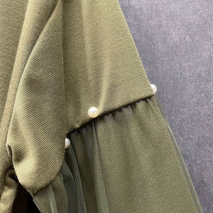 袖チュールトップス カーキ※3/11迄に順次発送予定