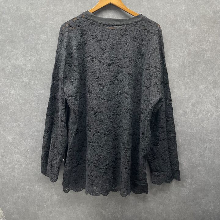 リブネックレースチュニックTシャツ ブラック ※3/4迄に順次発送予定