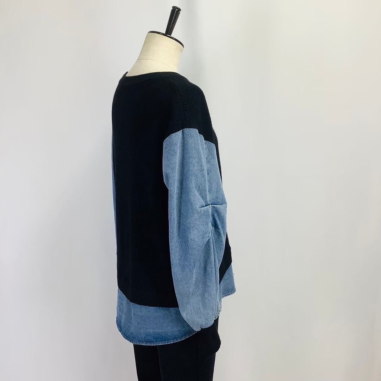 ワッフル×デニム トレーナー ブラック ※10/15迄に順次発送予定