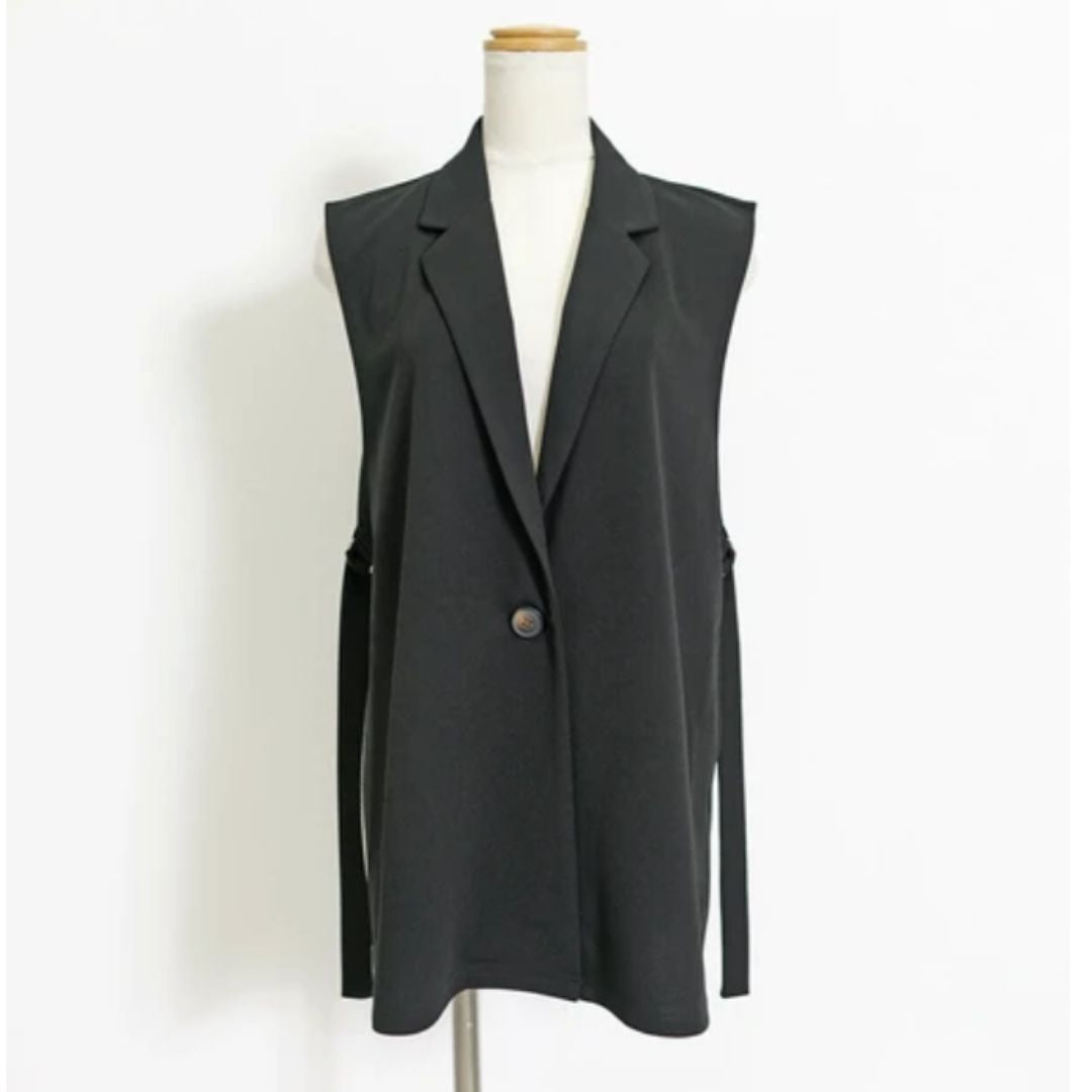 ストレッチジョーゼットジレ ブラック※5/7～13までに順次発送予定